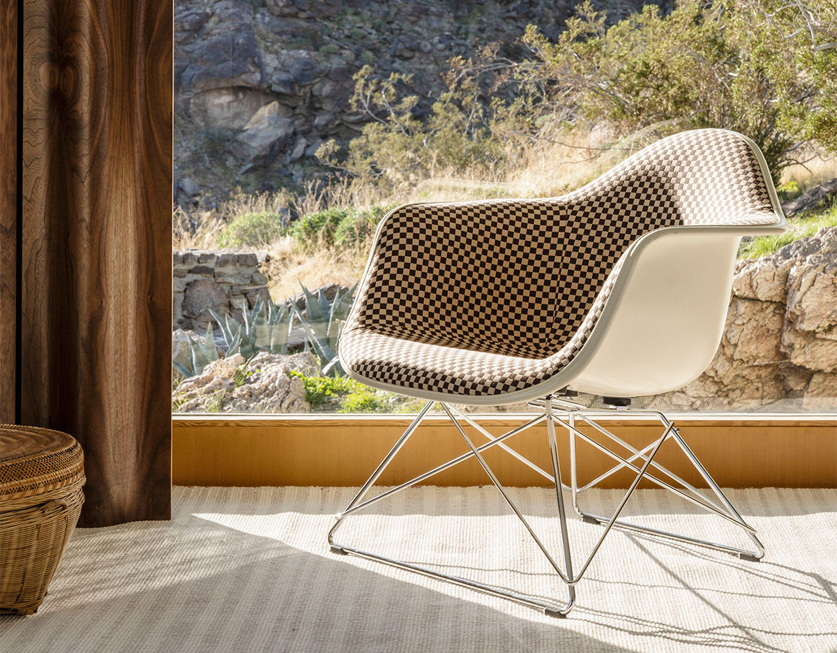 eames&reg; upholstered armchair with low wire base