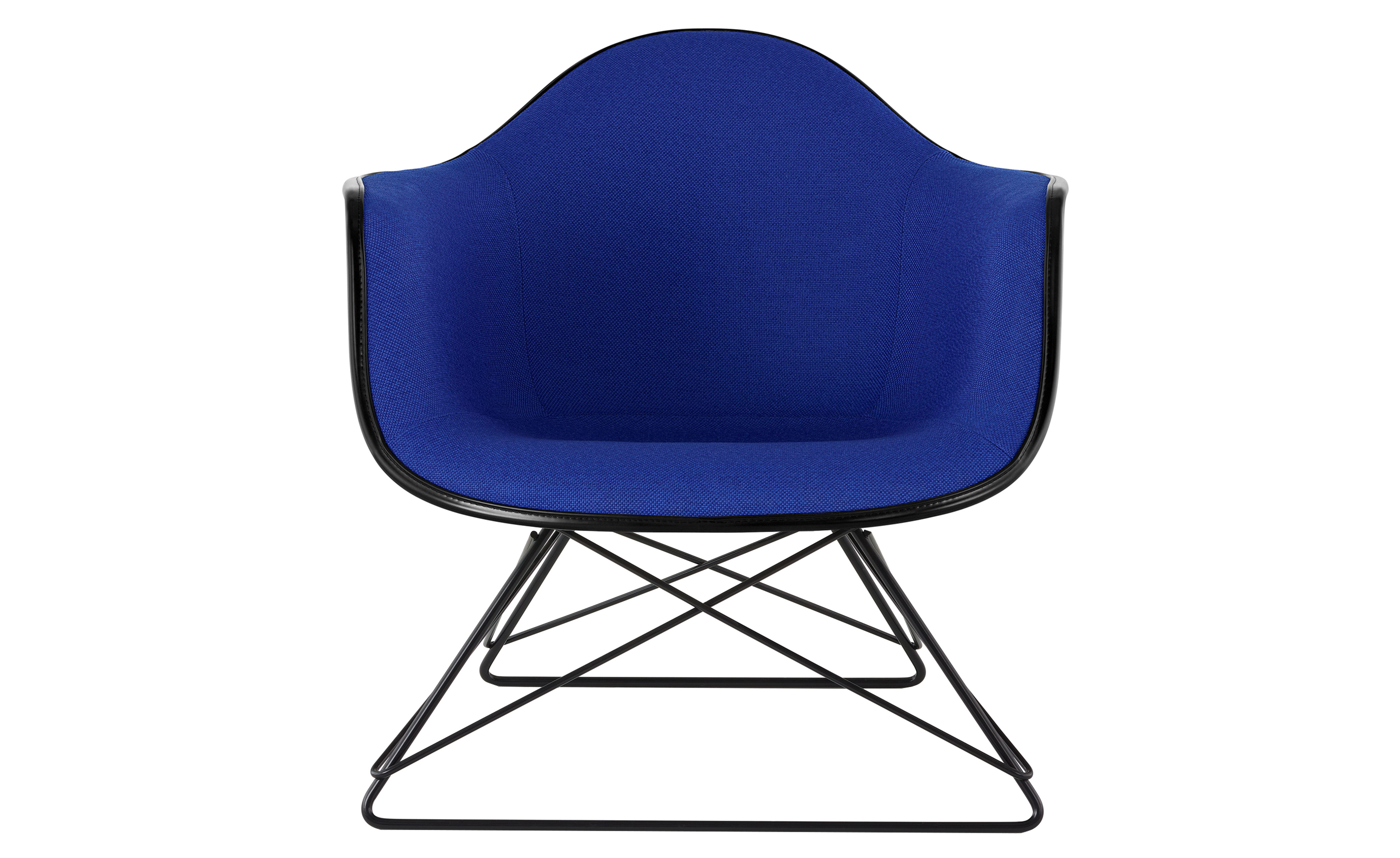eames upholstered armchair with low wire base