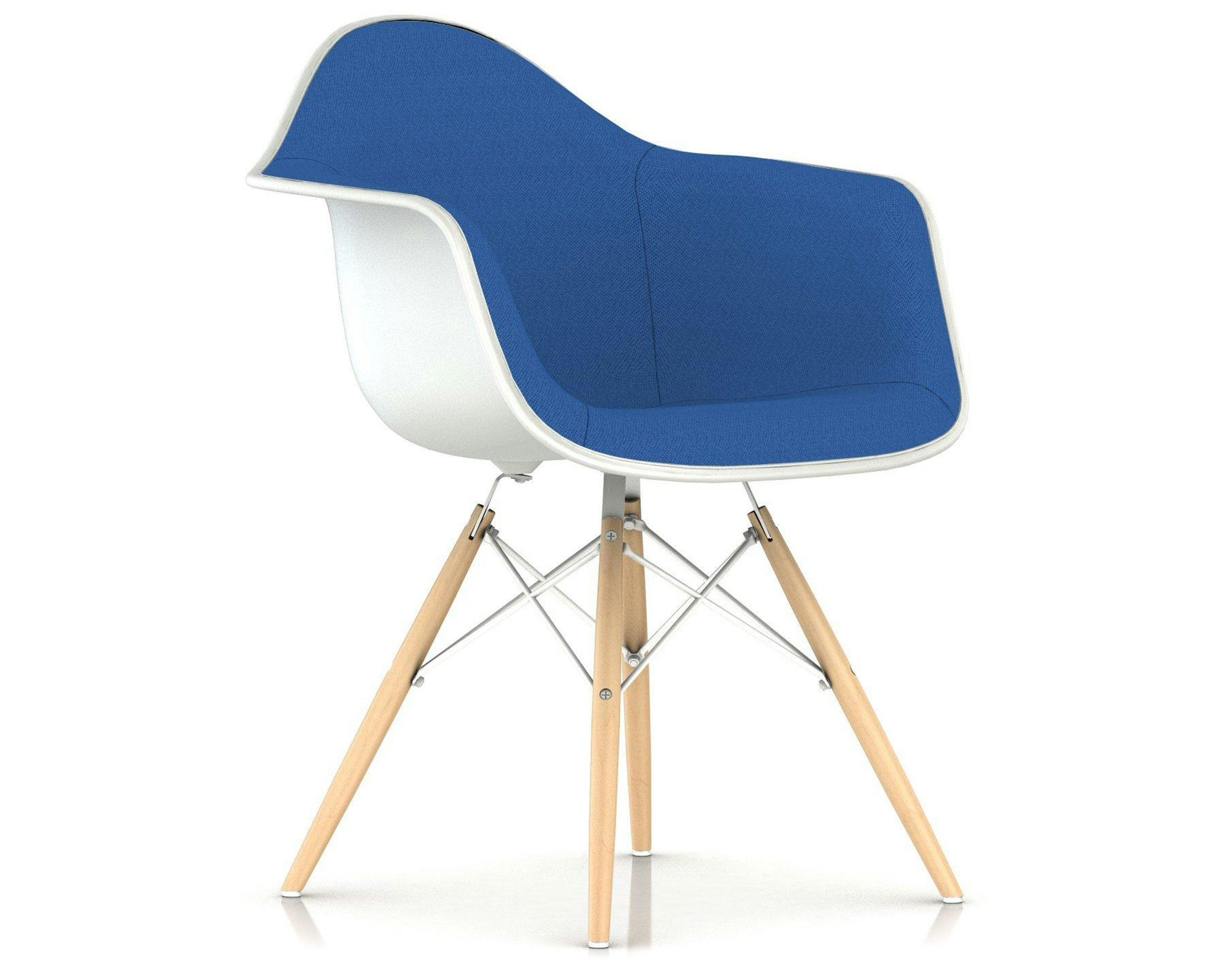 eames upholstered armchair with dowel base