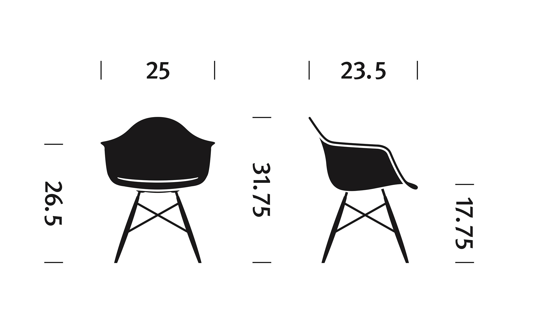eames® upholstered armchair with dowel base