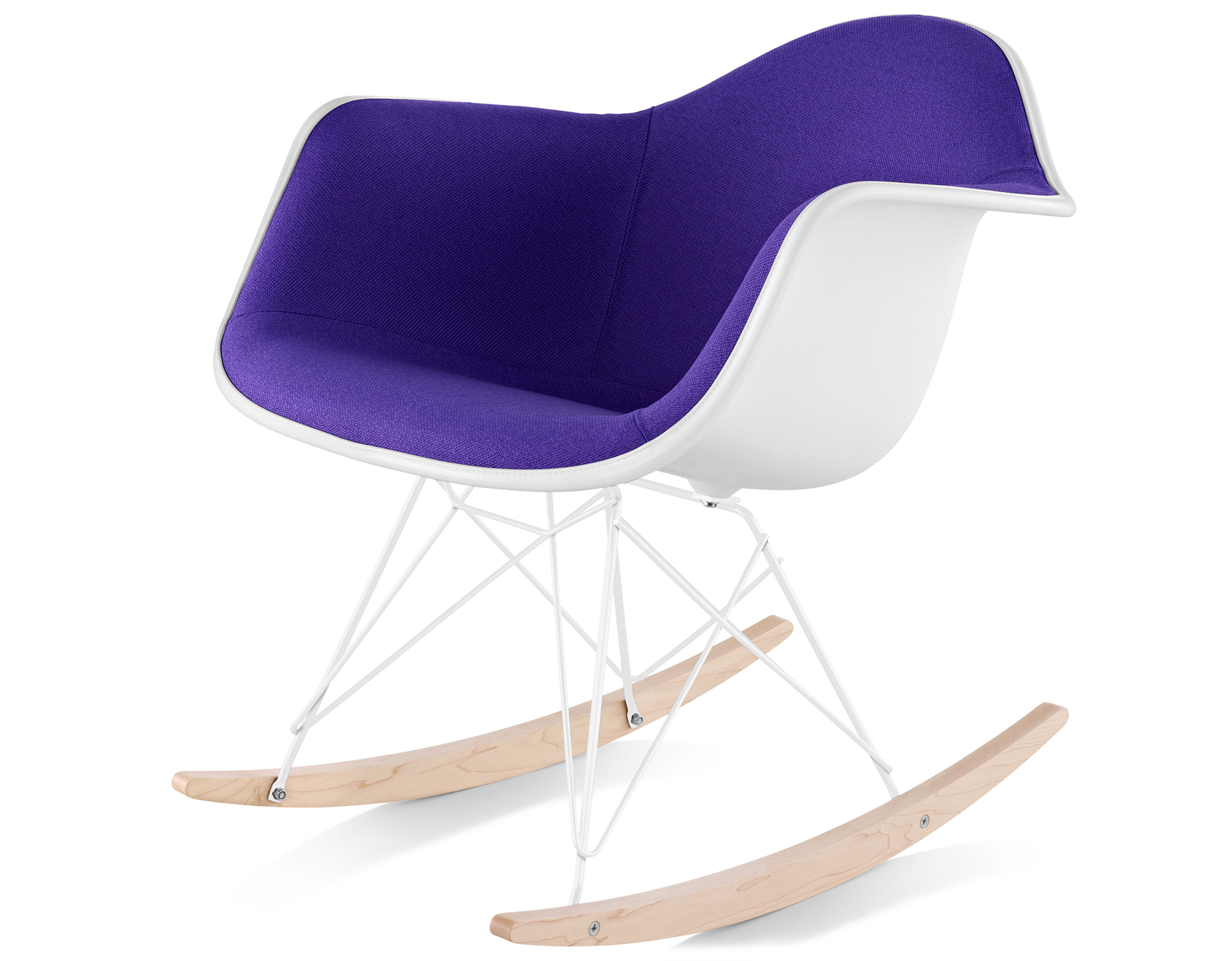 eames upholstered armchair with rocker base