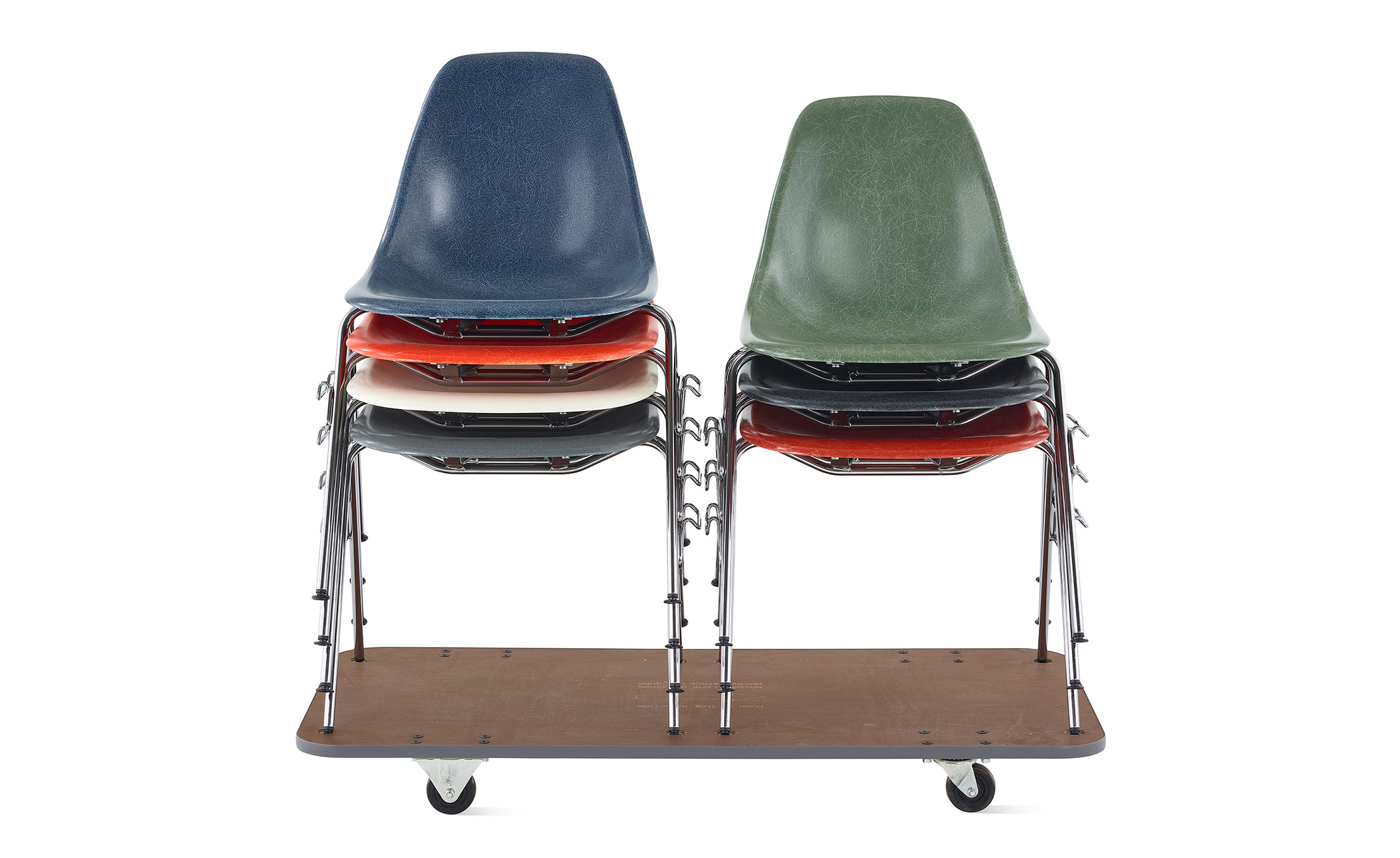 eames® molded fiberglass side chair with stacking base