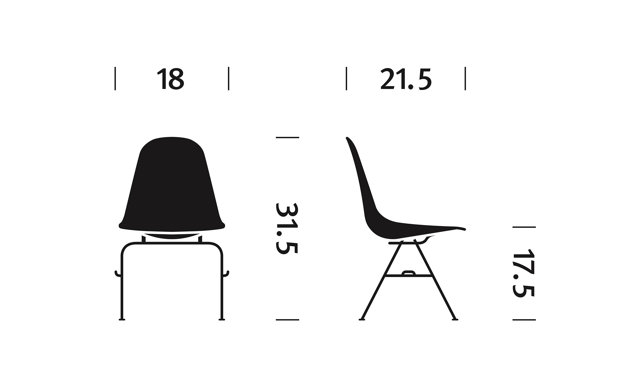 eames® molded fiberglass side chair with stacking base