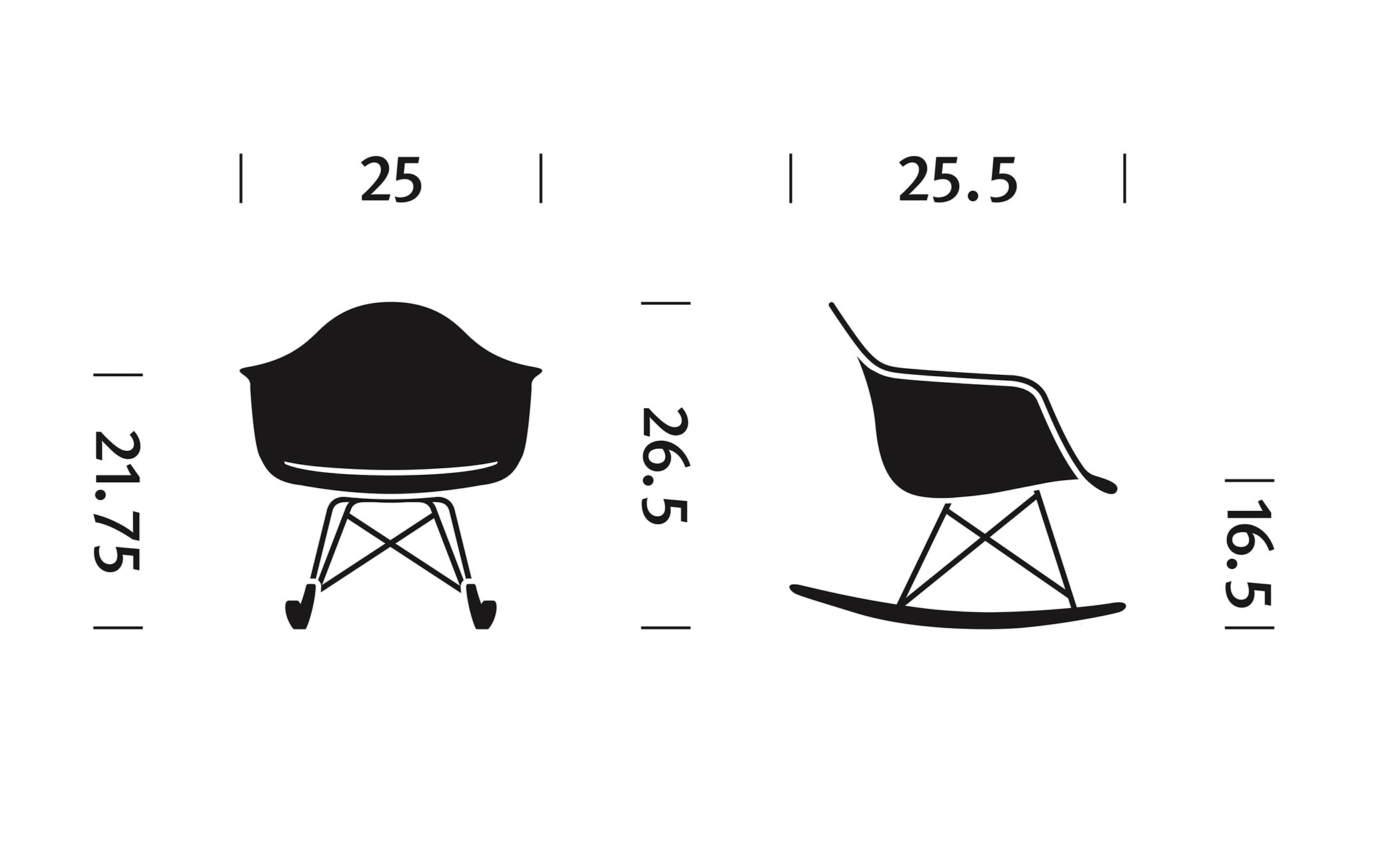 eames® molded plastic armchair with rocker base