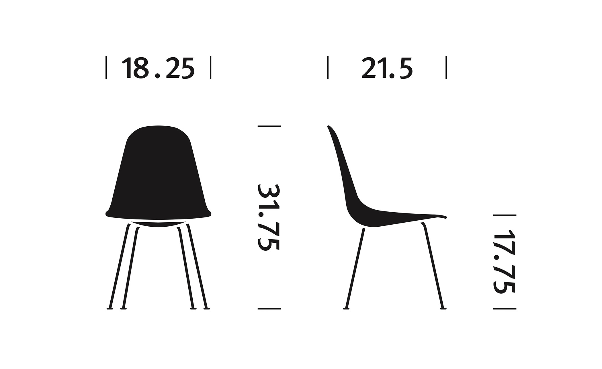 eames® upholstered side chair with 4 leg base