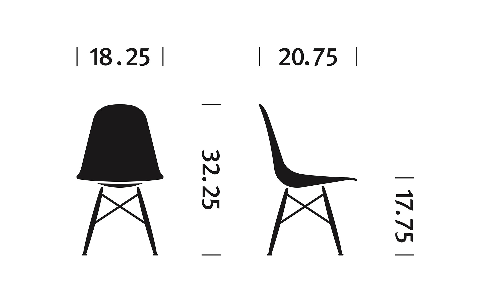 eames® upholstered side chair with dowel base