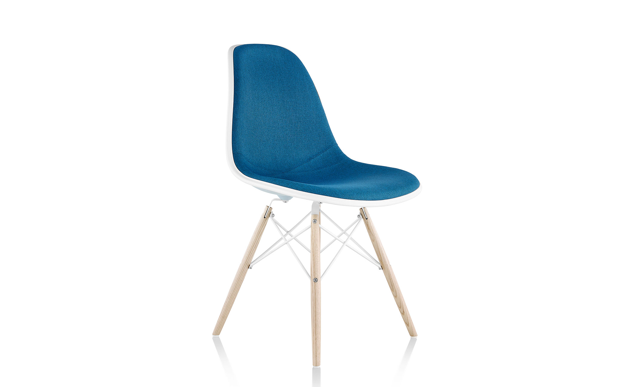 eames® upholstered side chair with dowel base