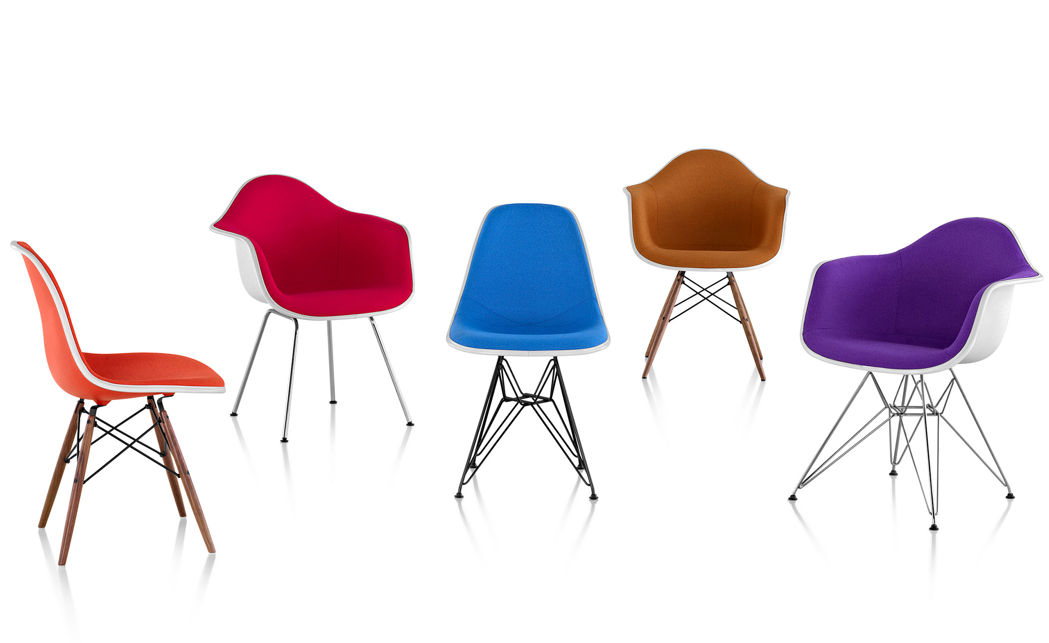 eames® upholstered side chair with dowel base