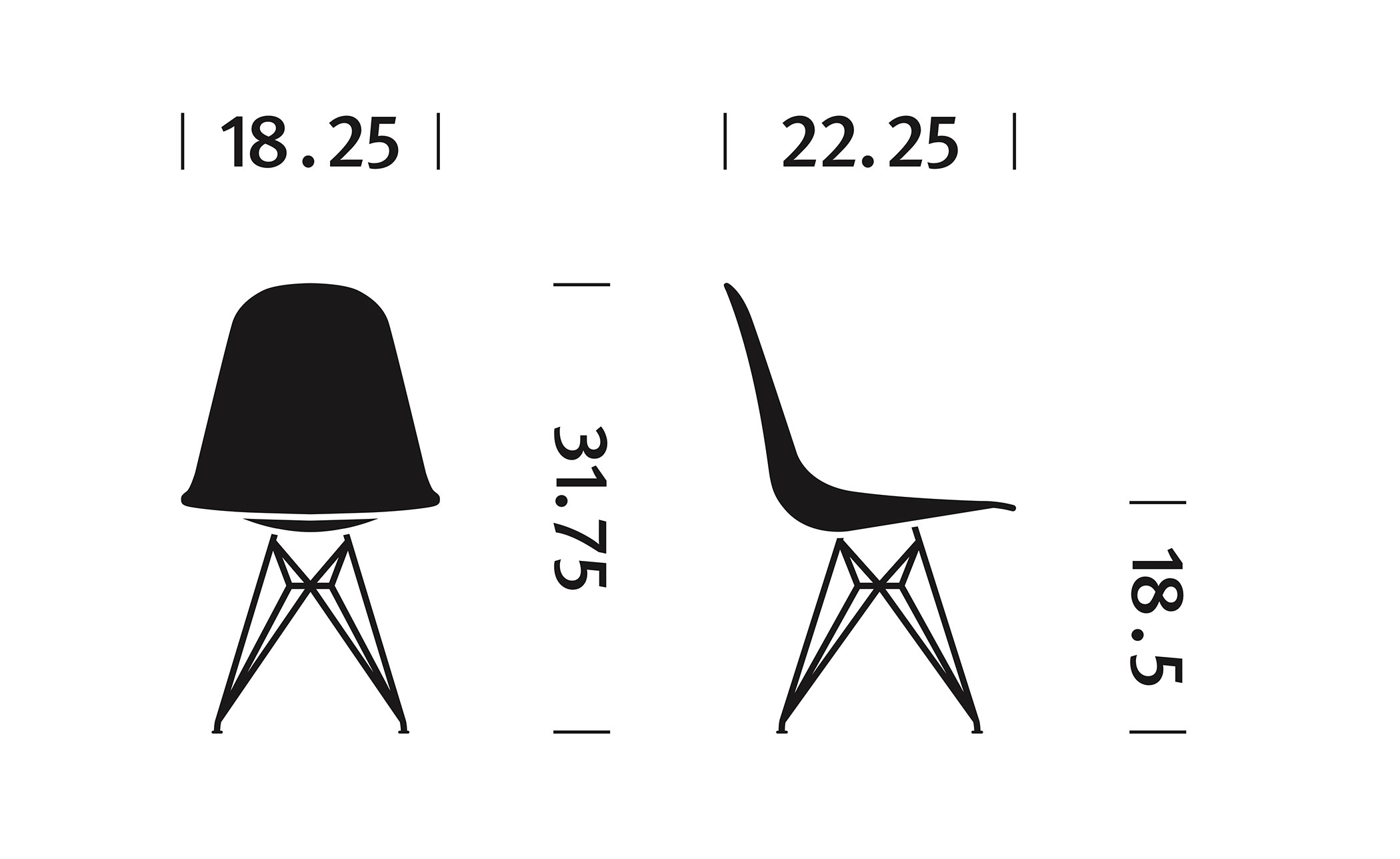 eames® upholstered side chair with wire base