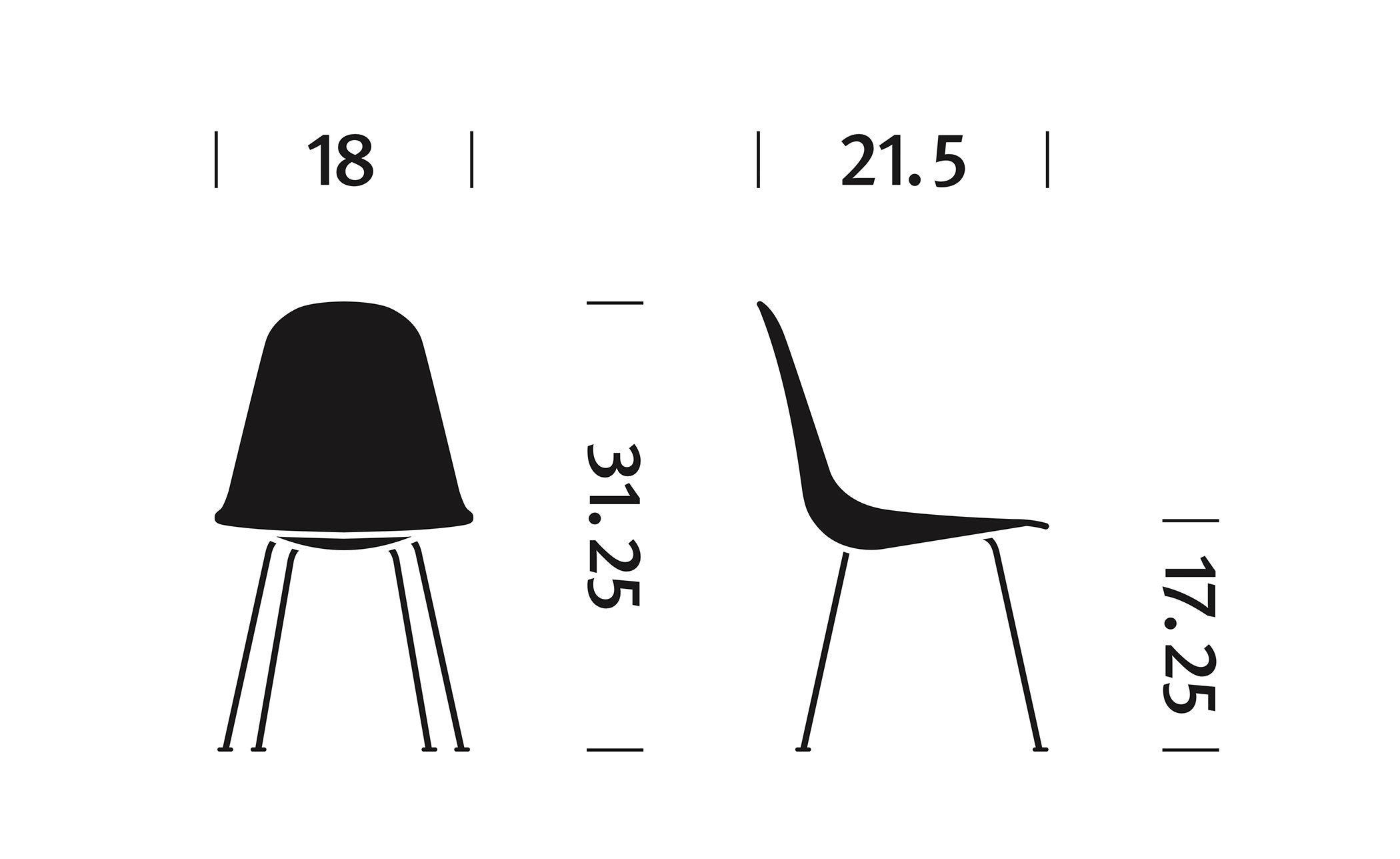 eames® molded wood side chair with 4 leg base