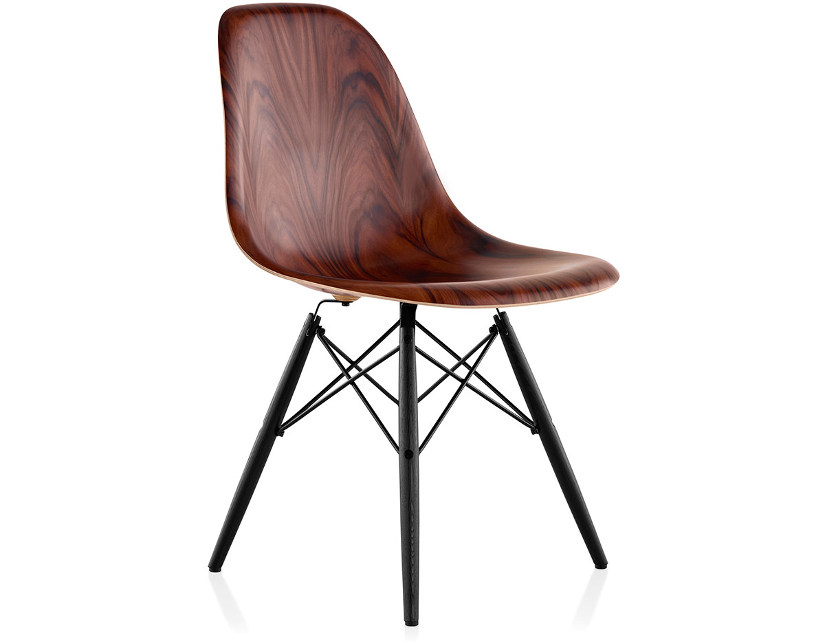 eames® molded wood side chair with dowel base