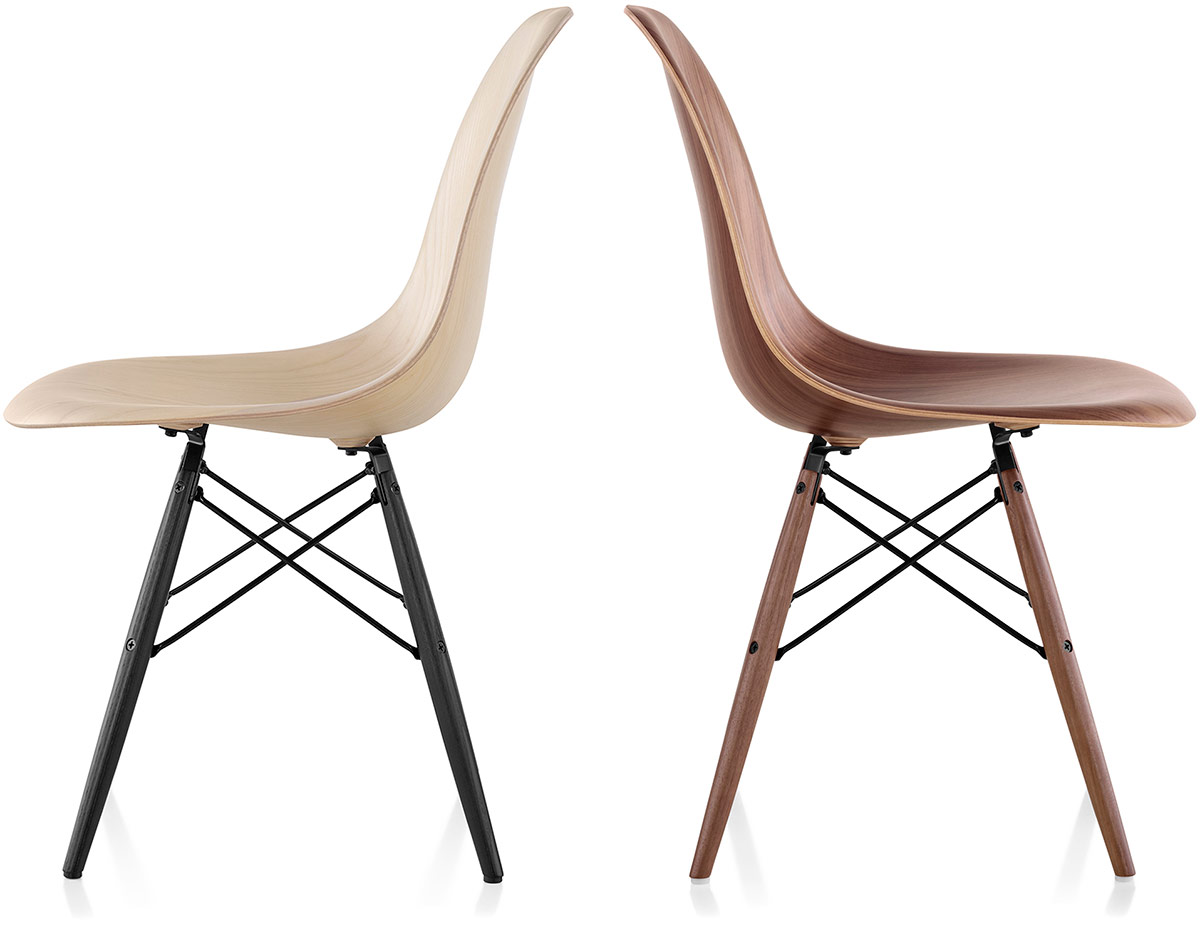eames® molded wood side chair with dowel base