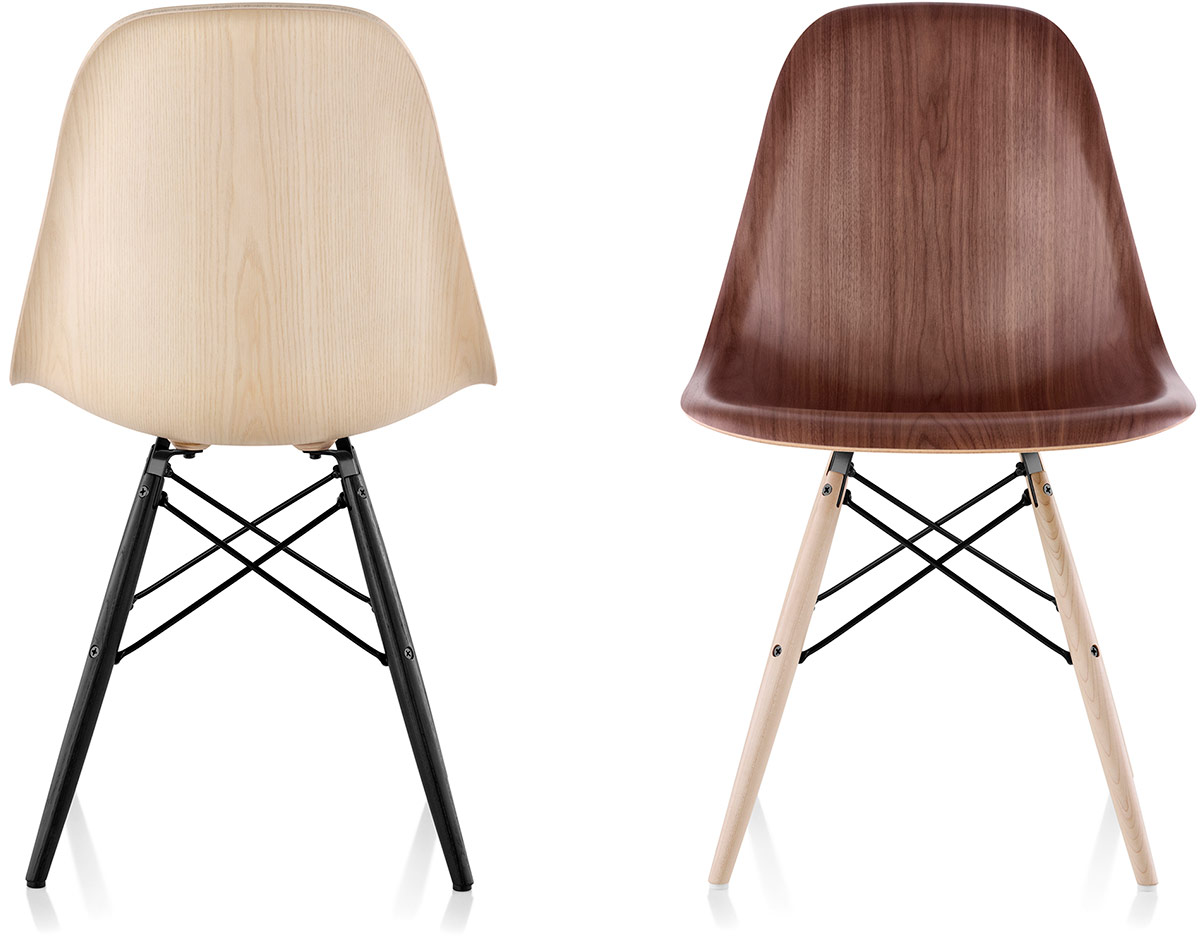 eames® molded wood side chair with dowel base