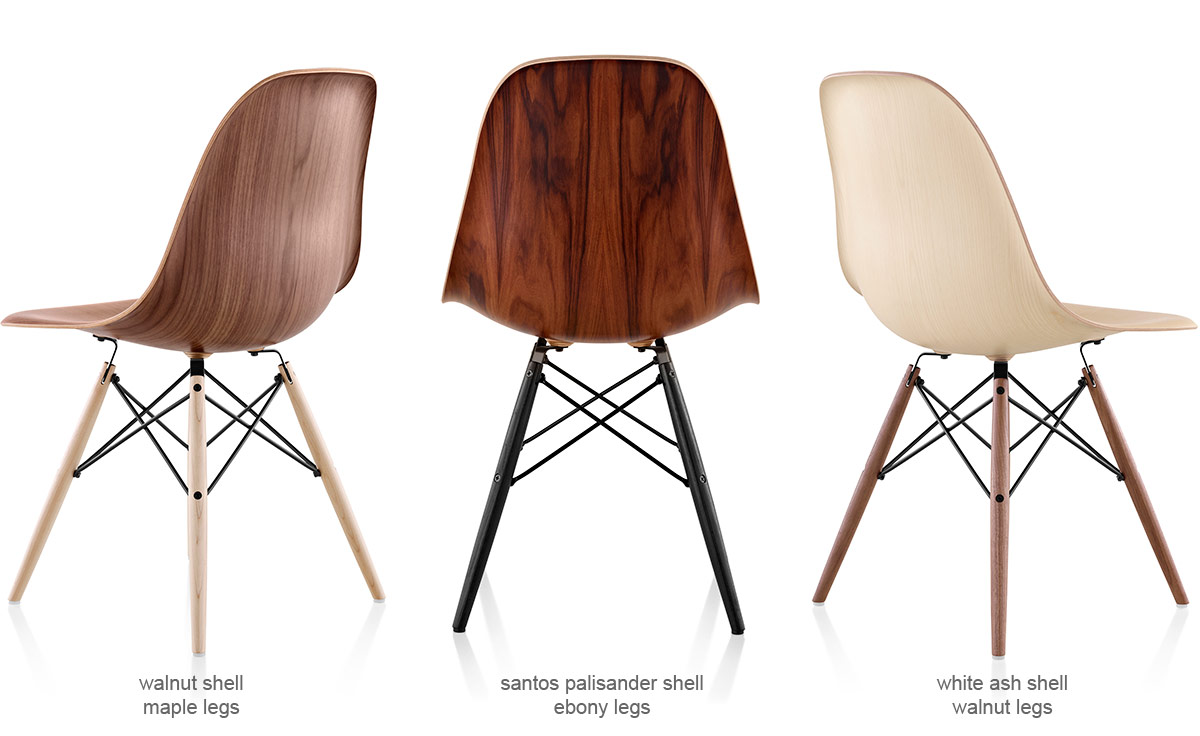 eames® molded wood side chair with dowel base