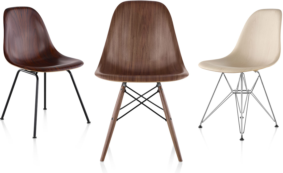 eames® molded wood side chair with dowel base
