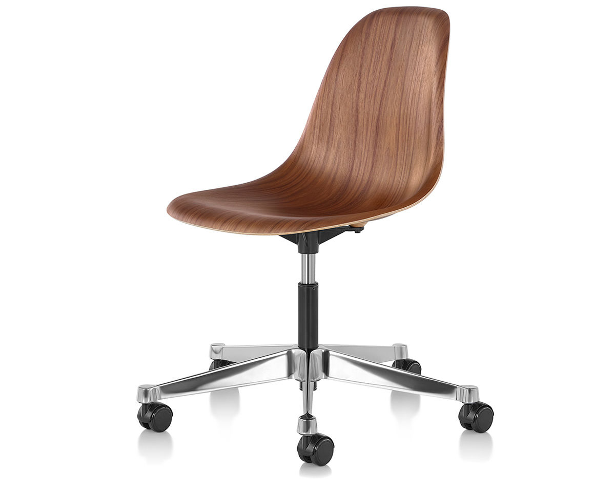eames® molded wood side chair with task base