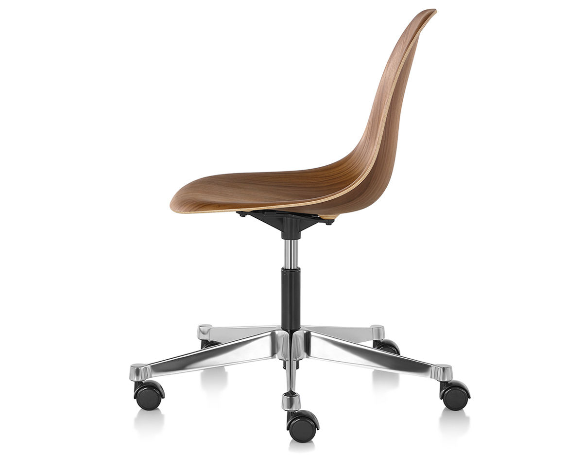 eames® molded wood side chair with task base