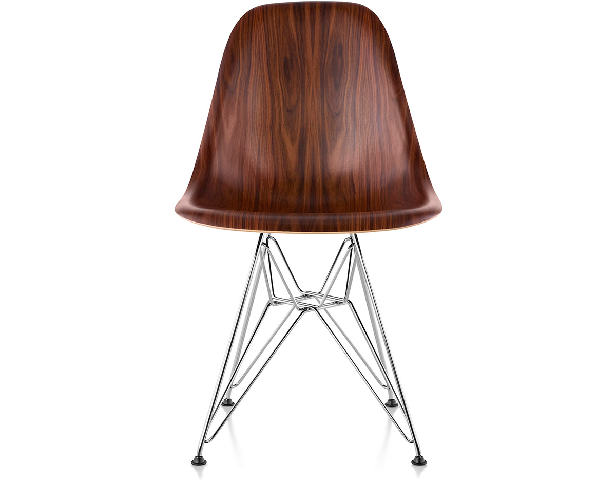 eames® molded wood side chair with wire base
