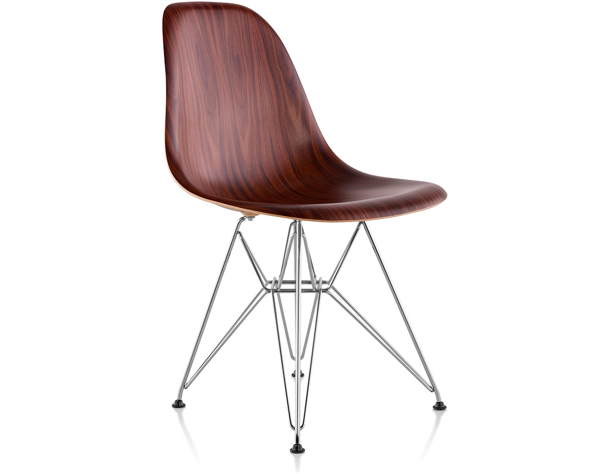 eames® molded wood side chair with wire base