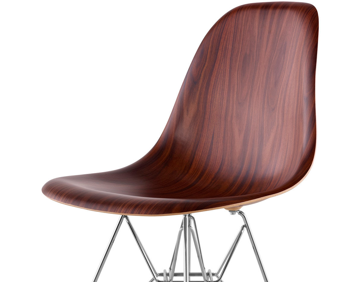eames® molded wood side chair with wire base