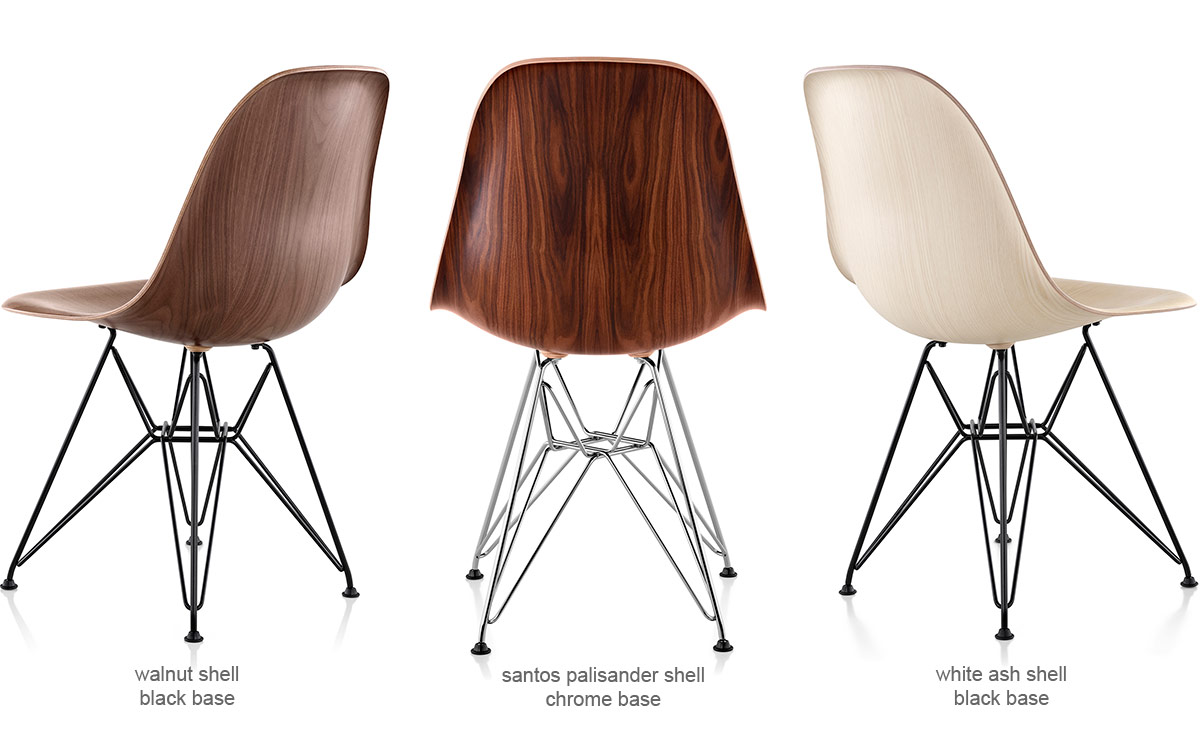 eames® molded wood side chair with wire base