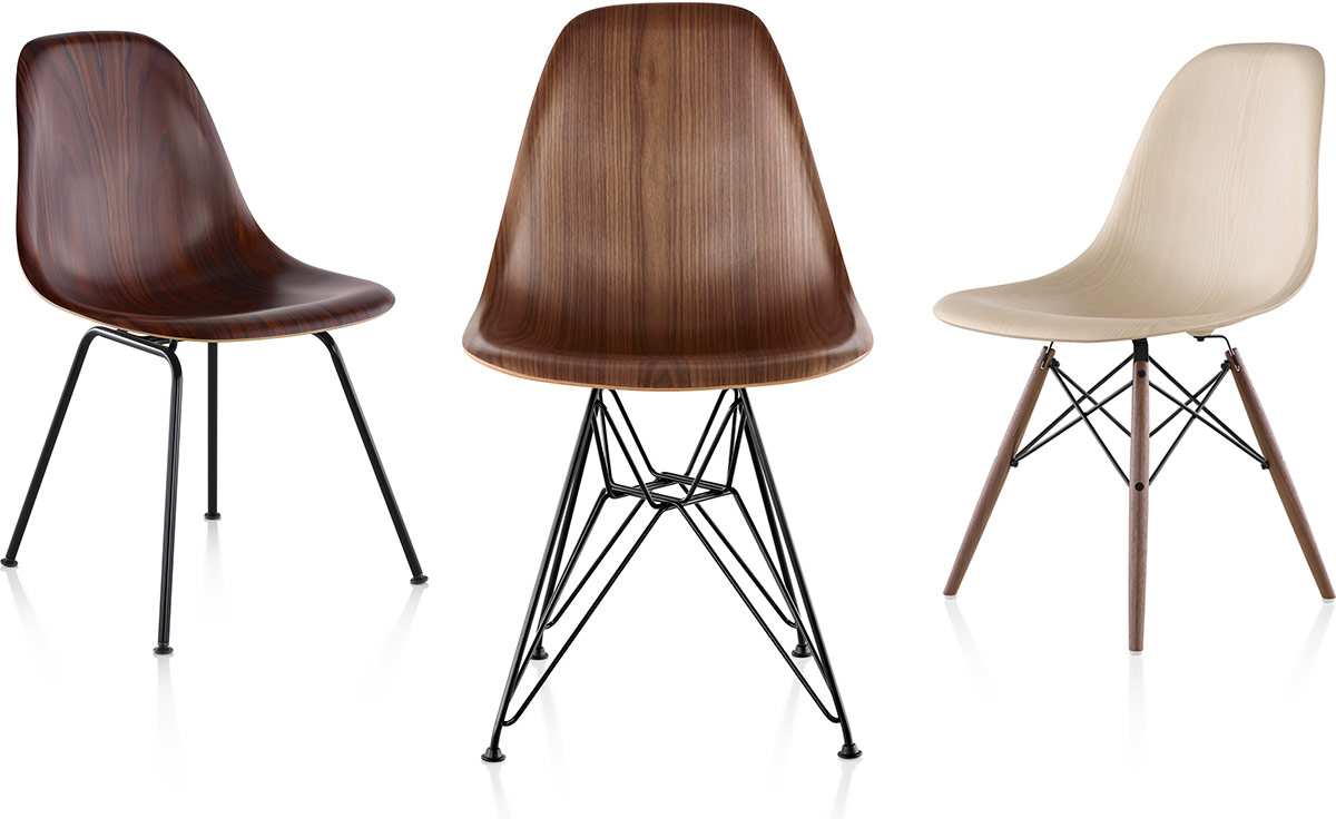 eames® molded wood side chair with wire base