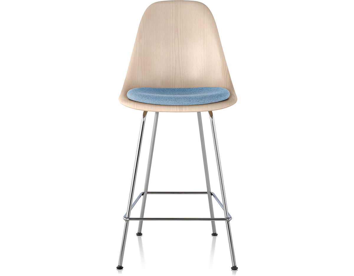 eames® molded wood stool with seat pad