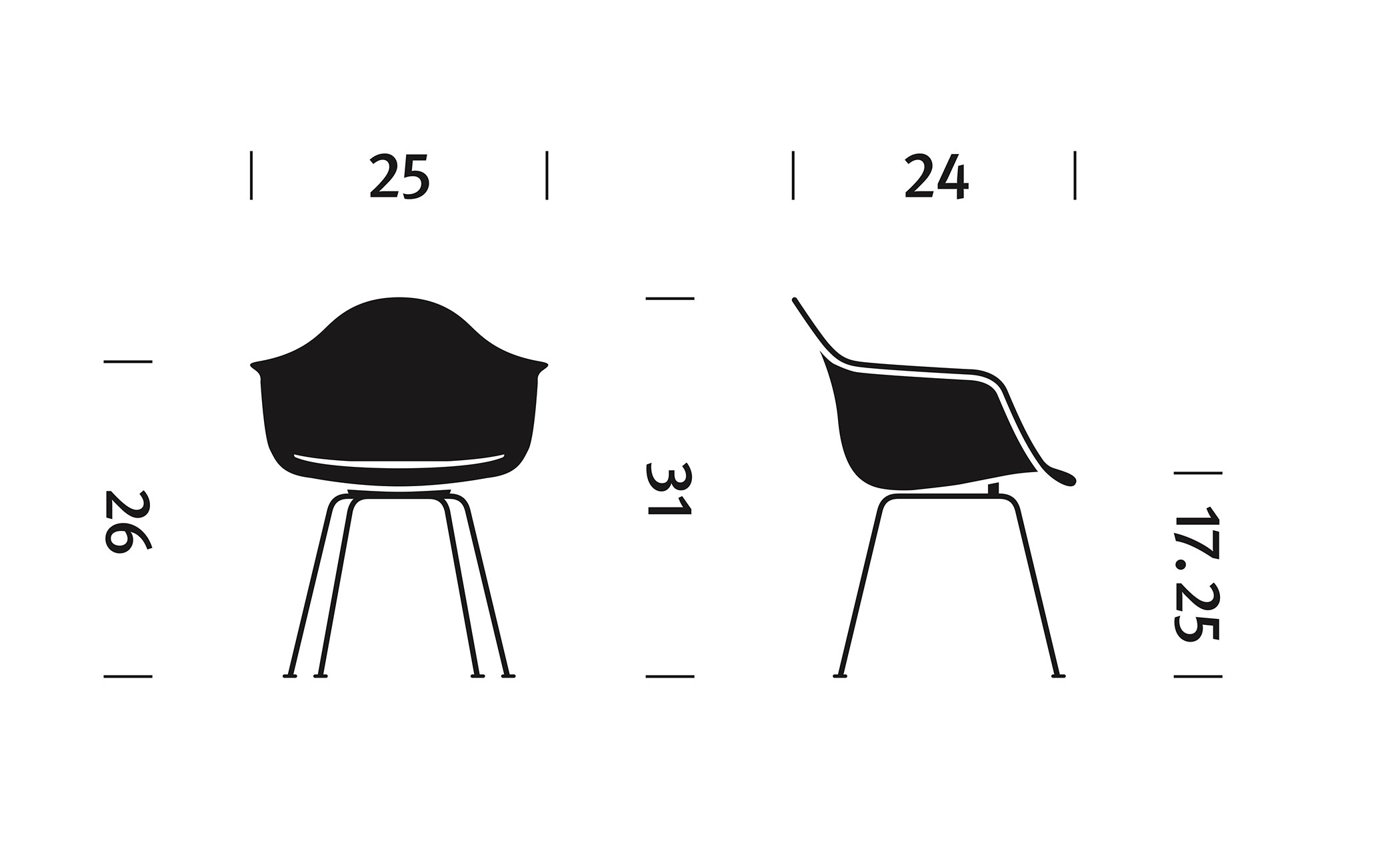 eames&reg; molded plastic armchair with 4 leg base