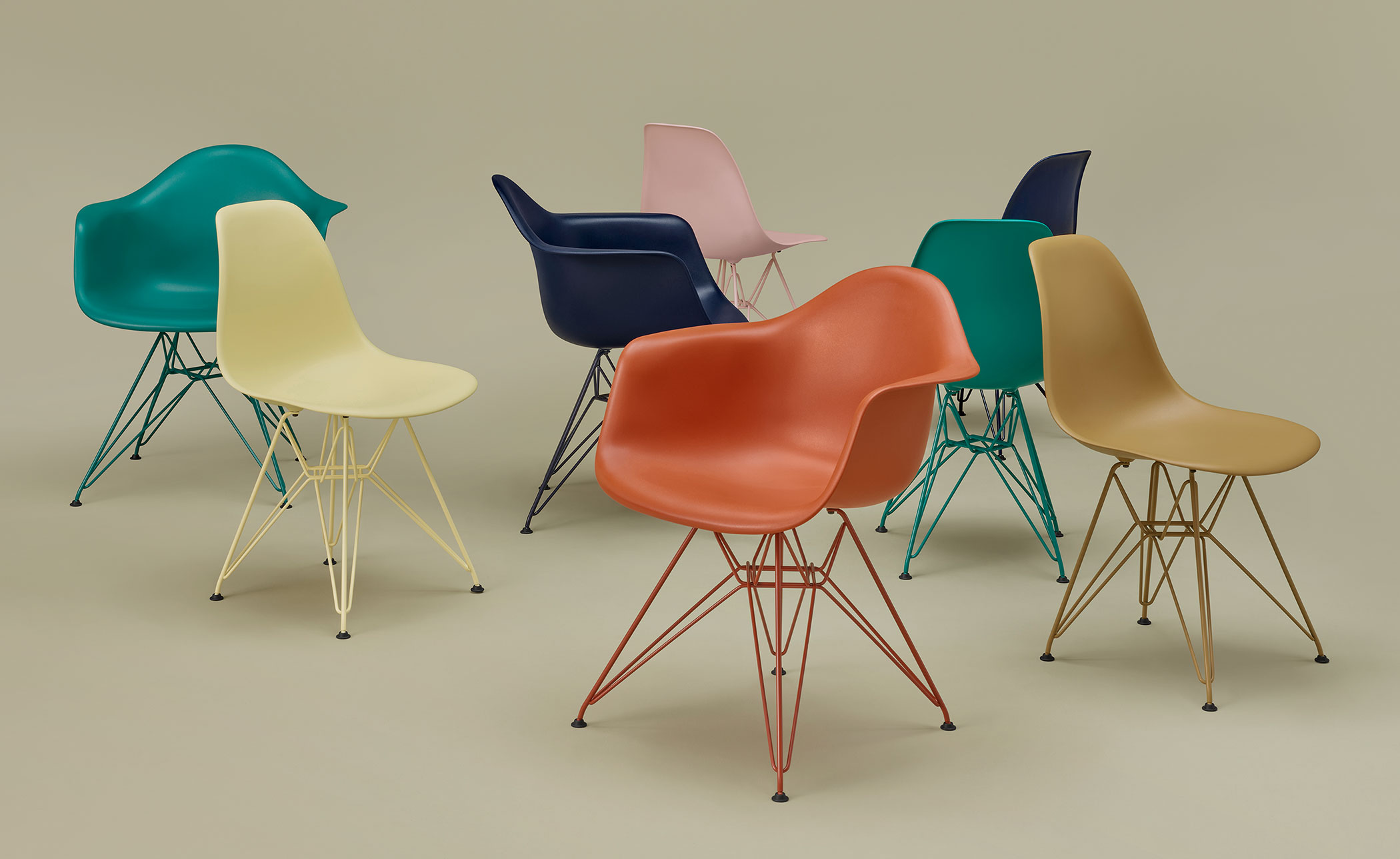 eames molded plastic armchair, herman miller x hay