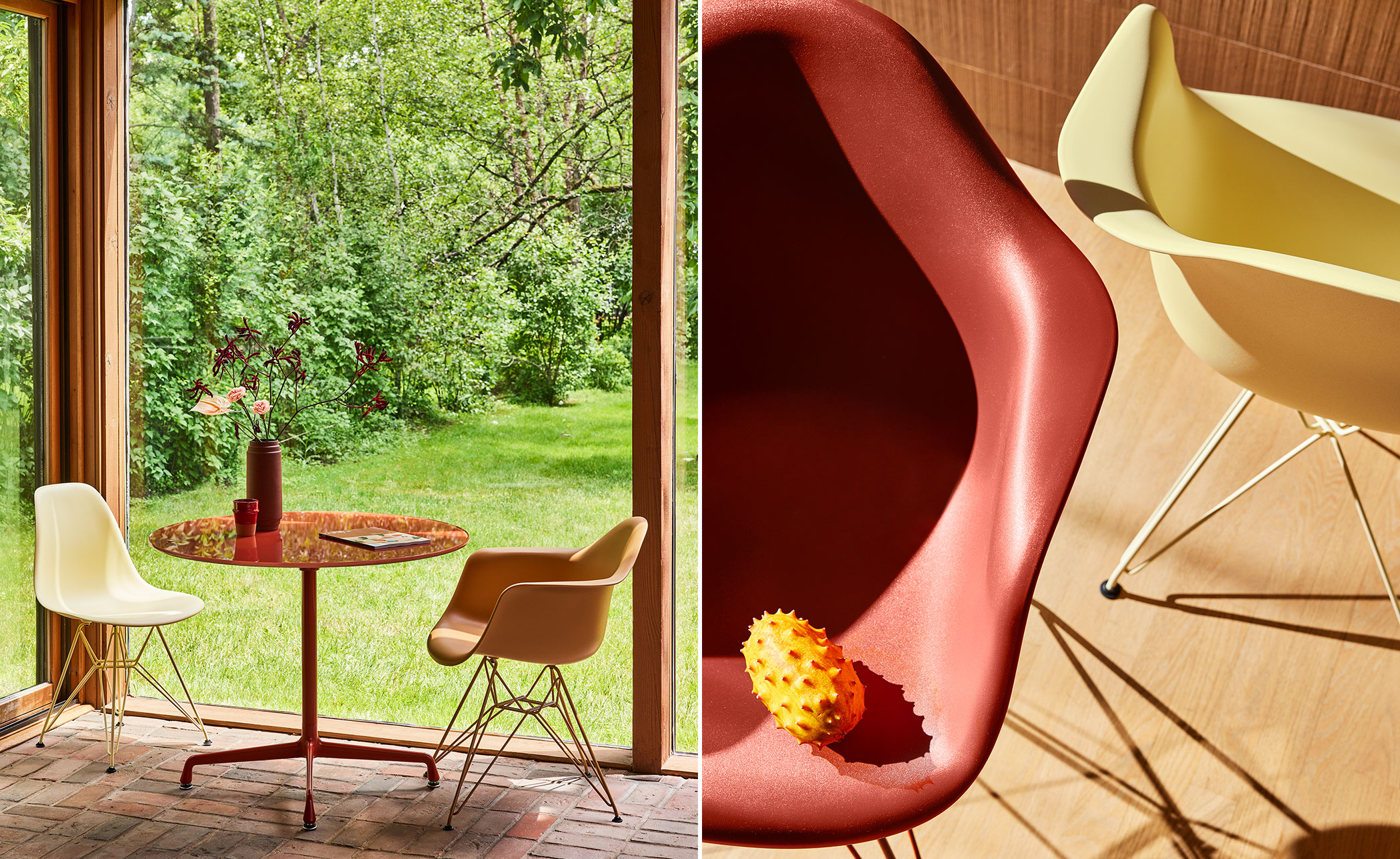 eames molded plastic armchair, herman miller x hay