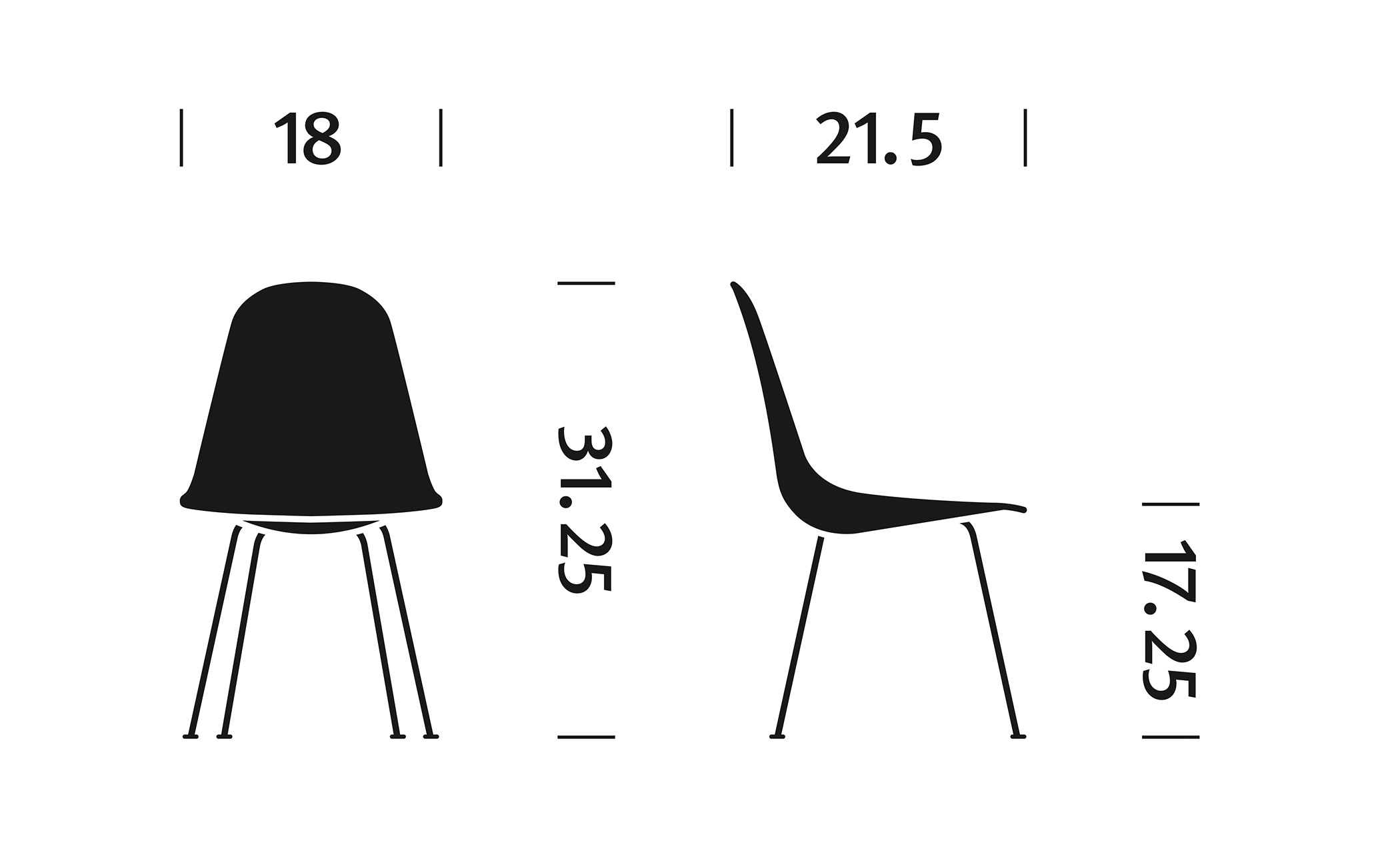 eames® molded plastic side chair with 4 leg base