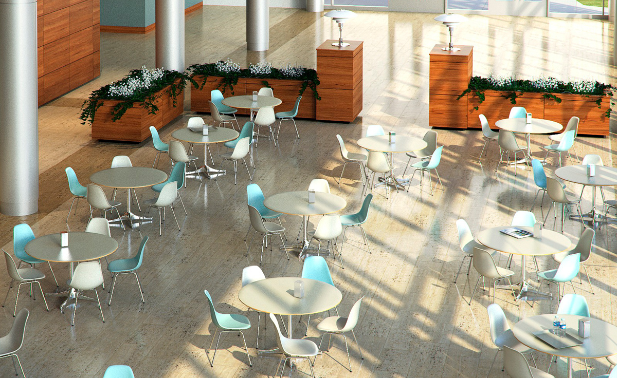 eames® molded plastic side chair with 4 leg base