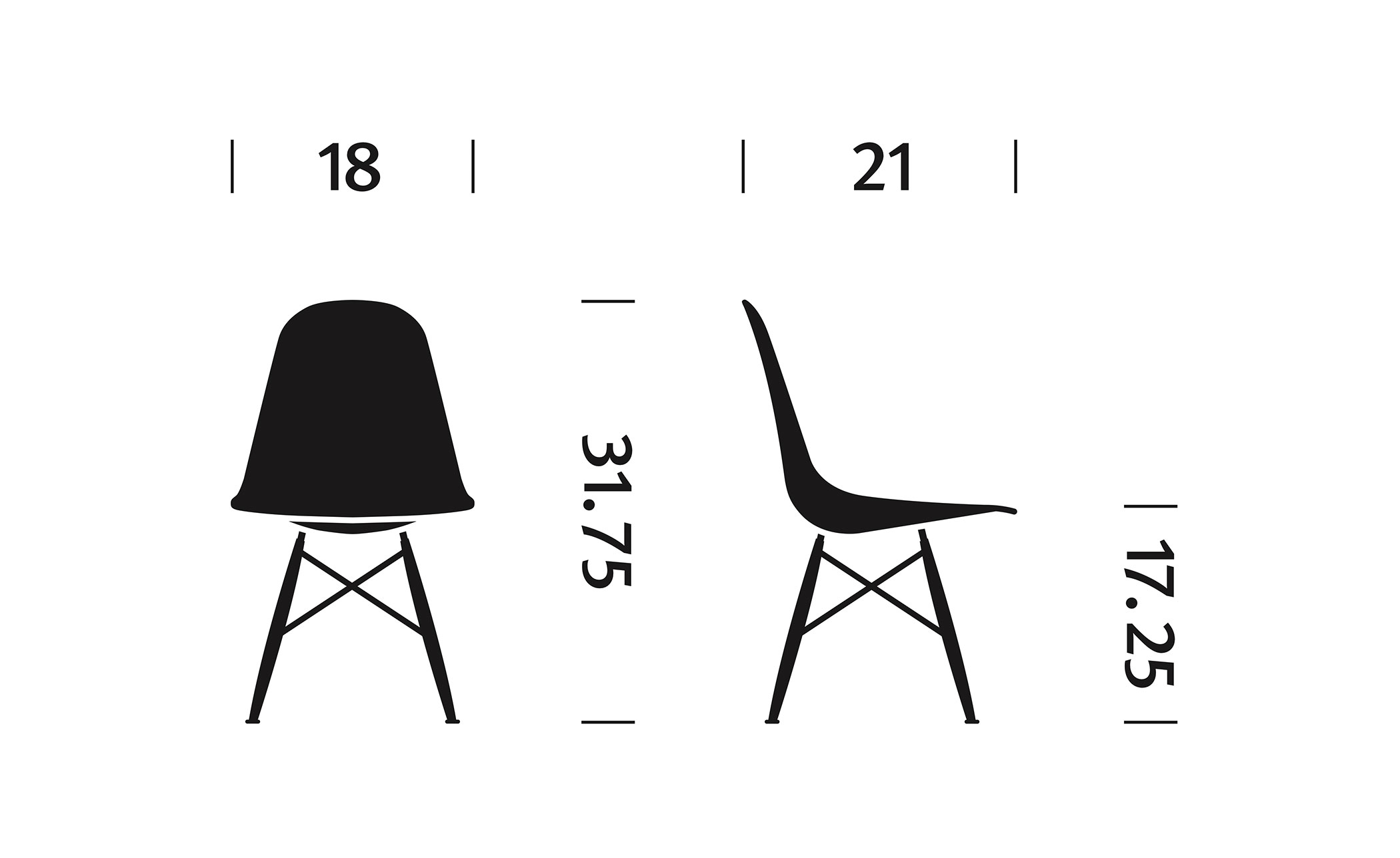 eames® molded plastic side chair with dowel base