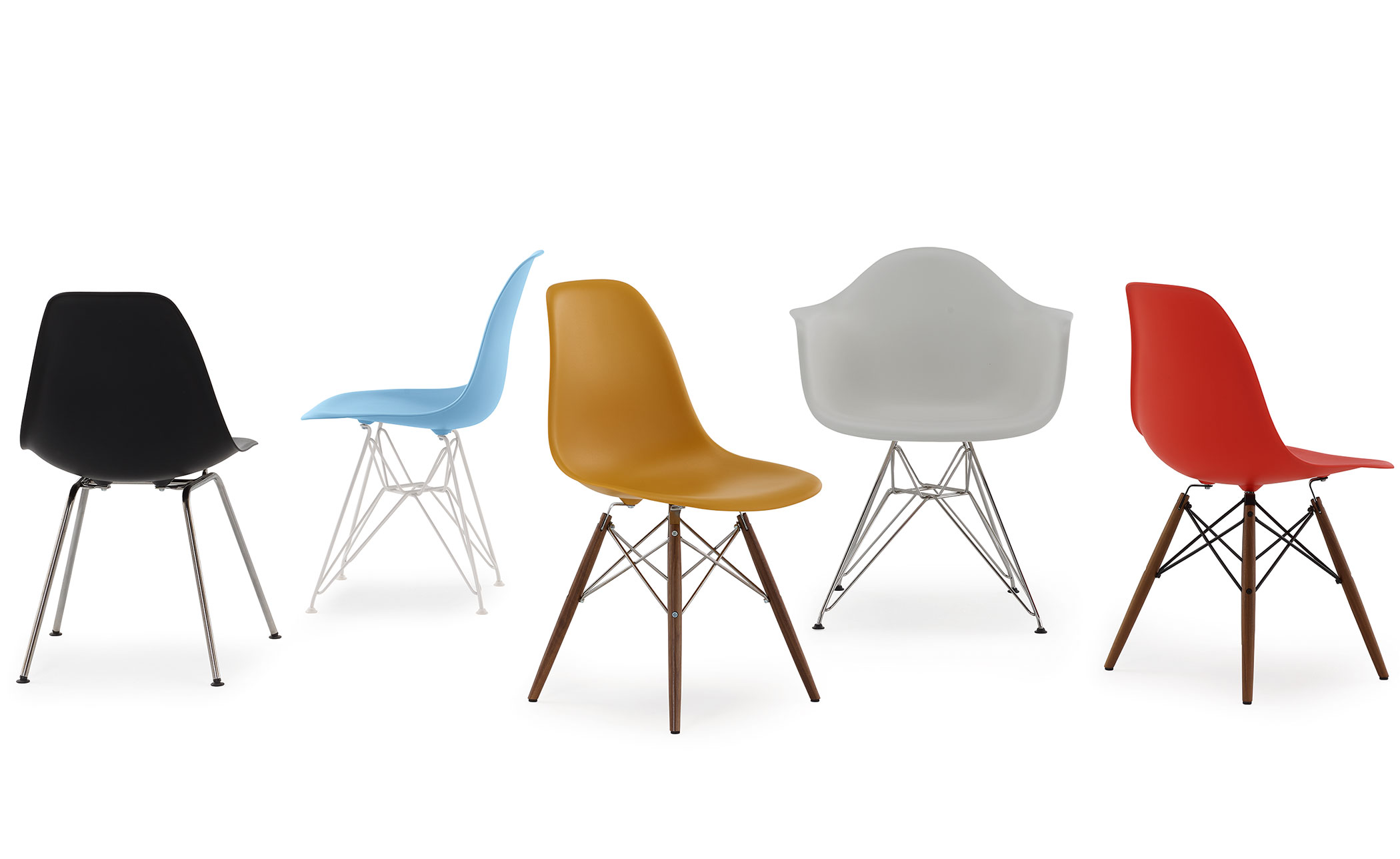 eames® molded plastic side chair with dowel base