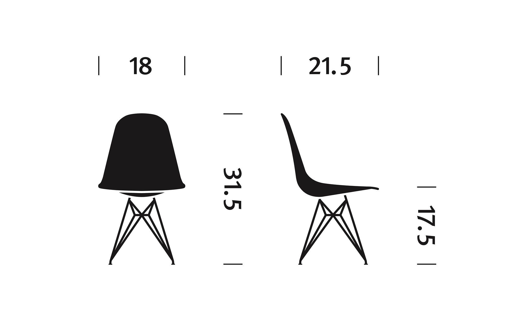 eames® molded plastic side chair with wire base