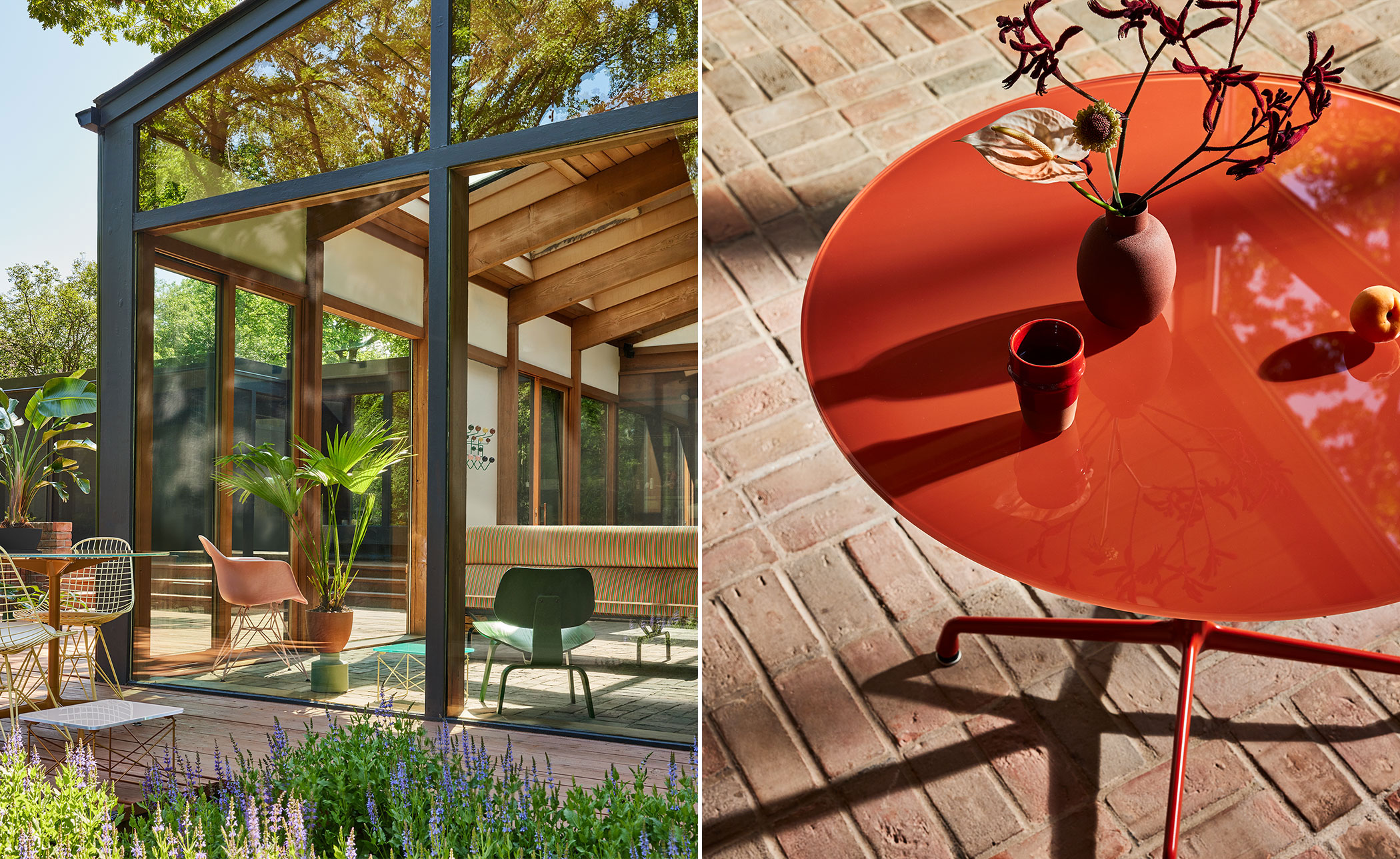 eames round dining table, herman miller x hay