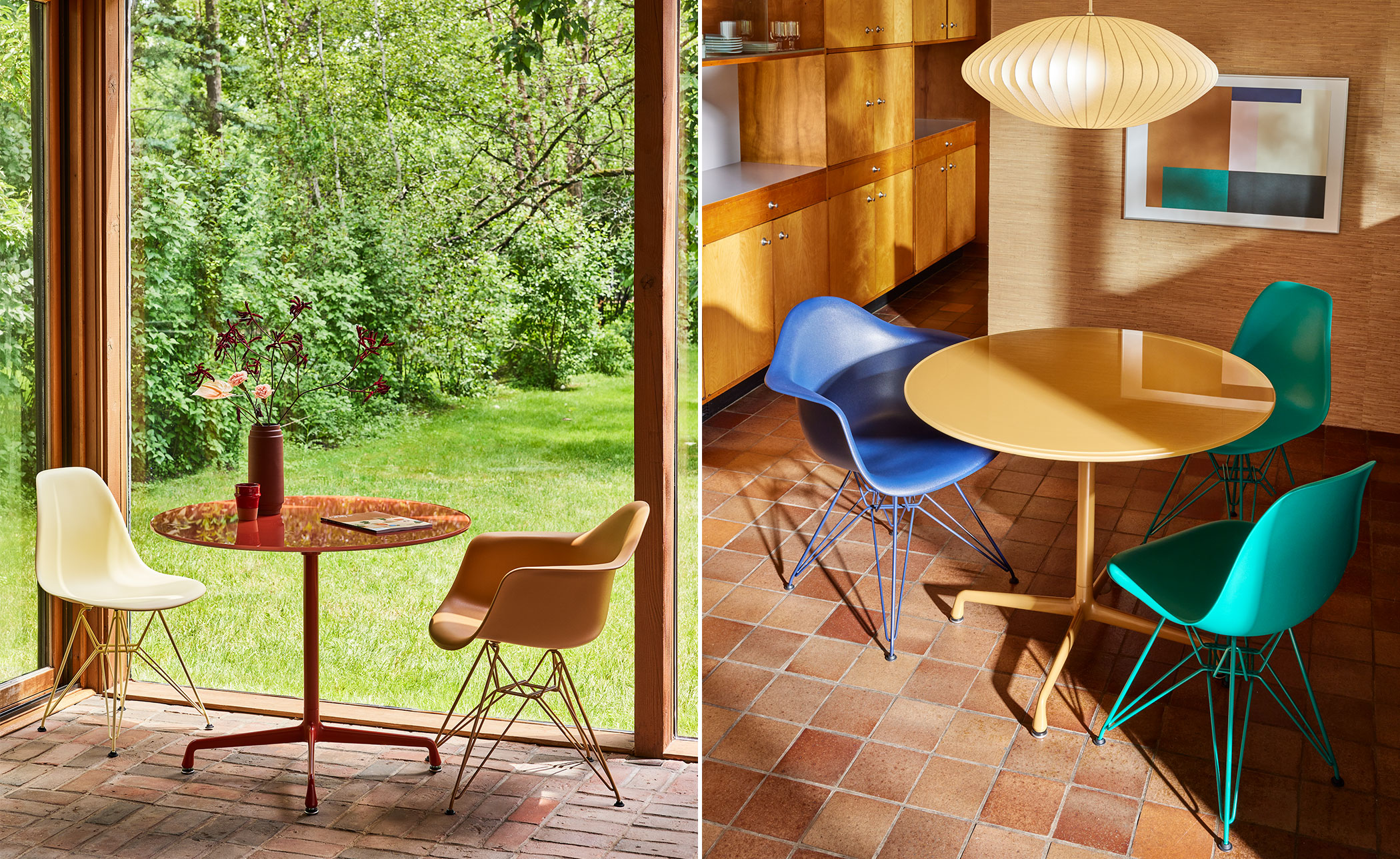 eames round dining table, herman miller x hay