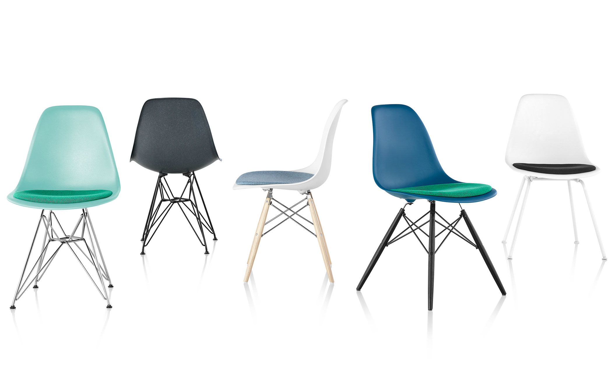 eames® dowel base side chair with seat pad