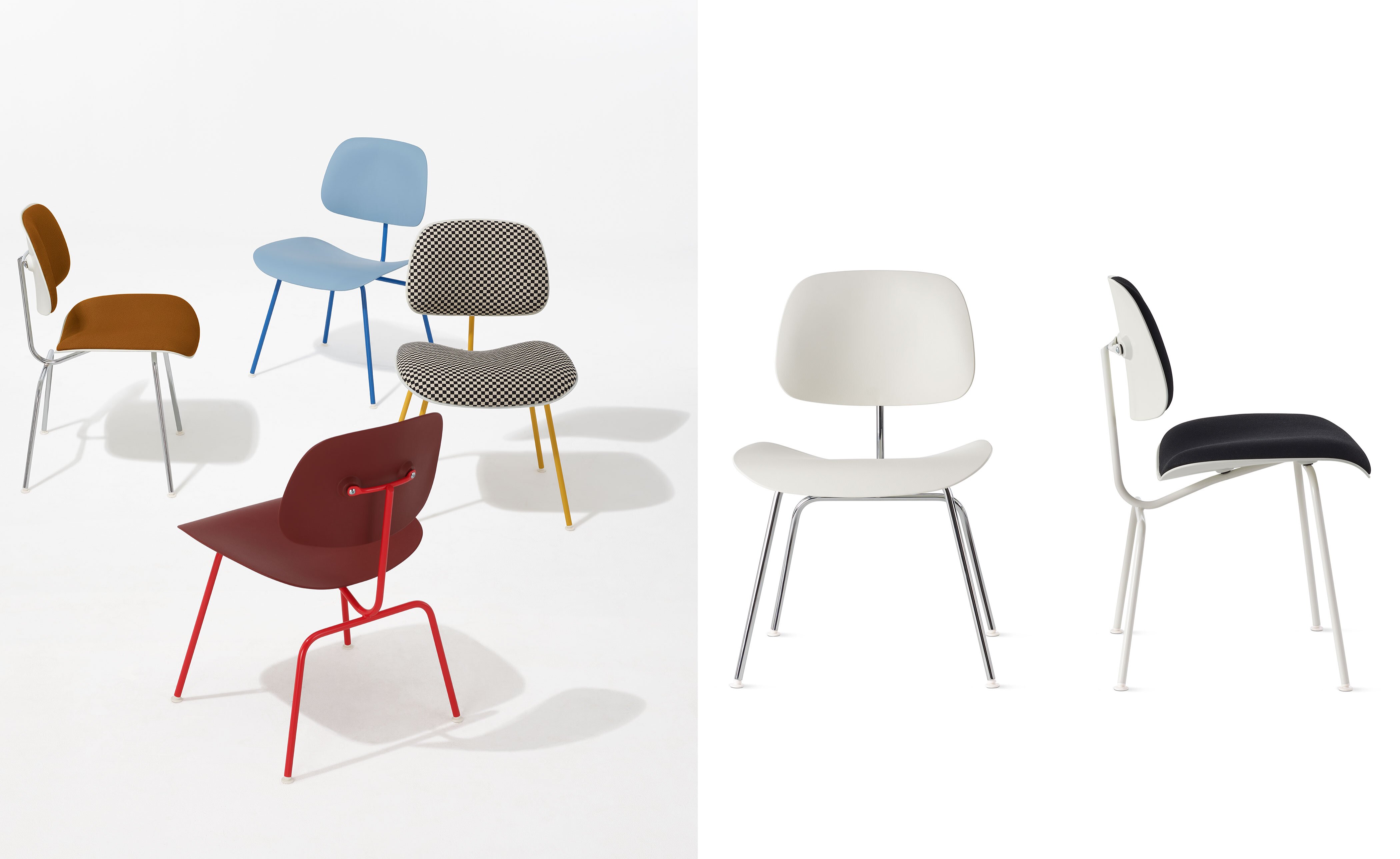 Eames Upholstered Molded Plastic Dining Chair Metal Base EC-127