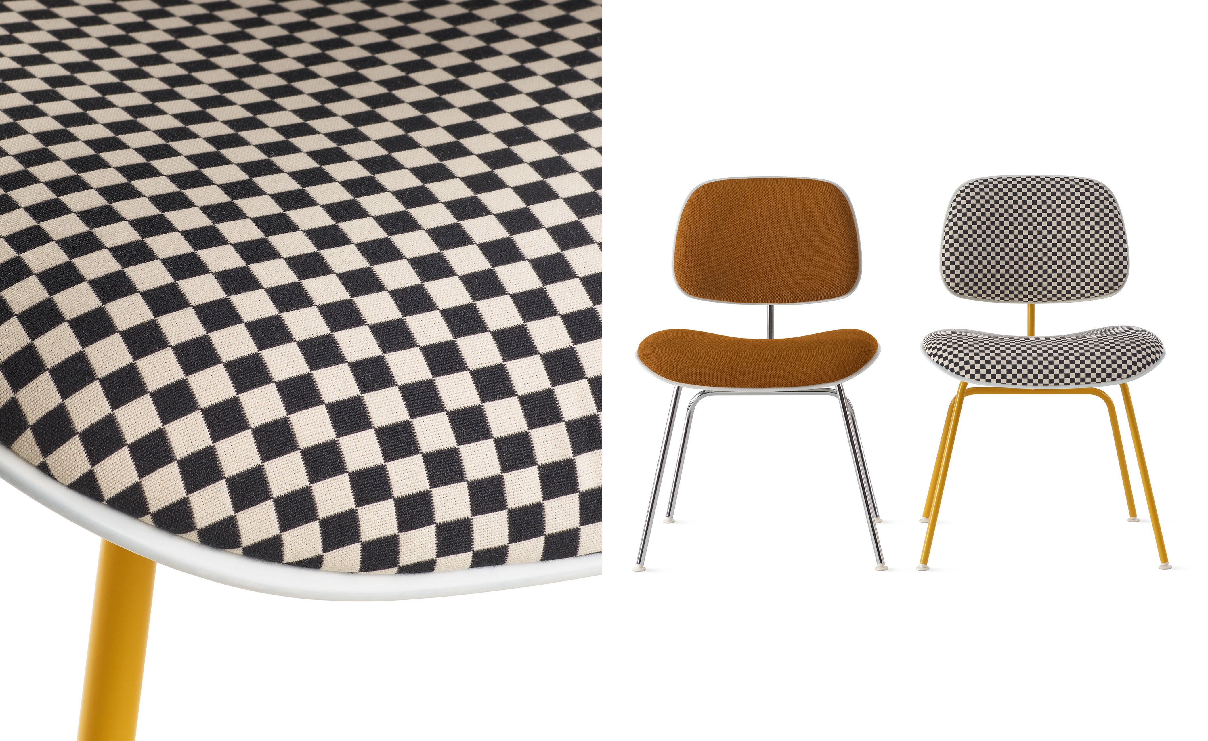 Eames Upholstered Molded Plastic Dining Chair Metal Base EC-127