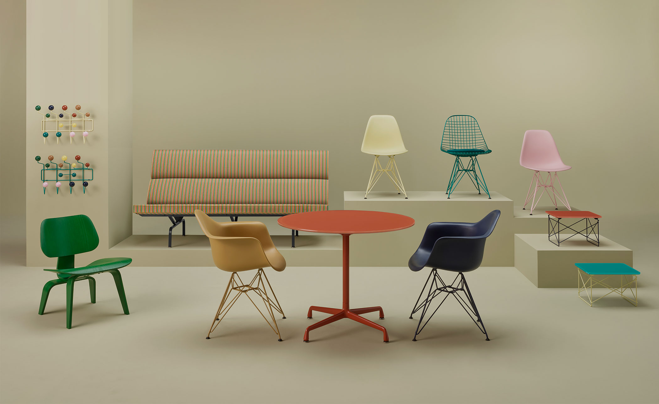 eames wire base low table, herman miller x hay