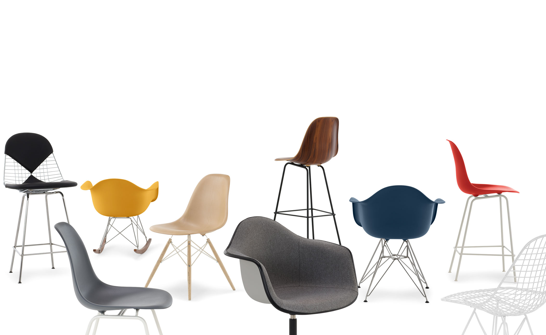 eames® wire base side chair with seat pad