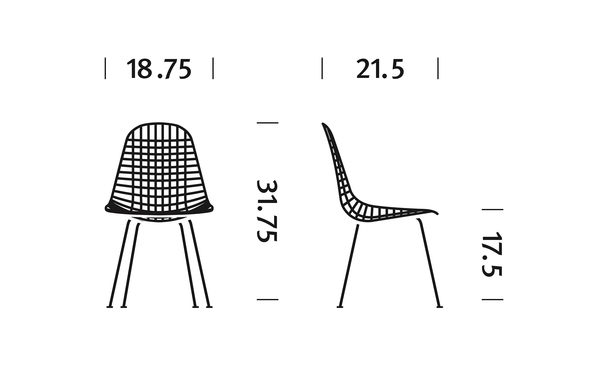 eames® wire chair with 4 leg base