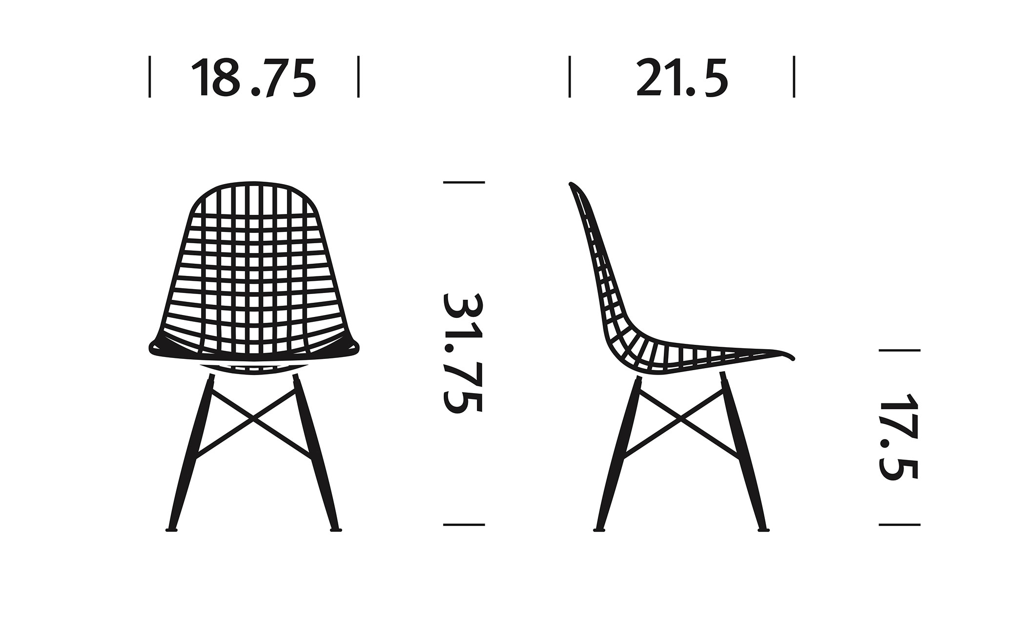 eames® wire chair with dowel base
