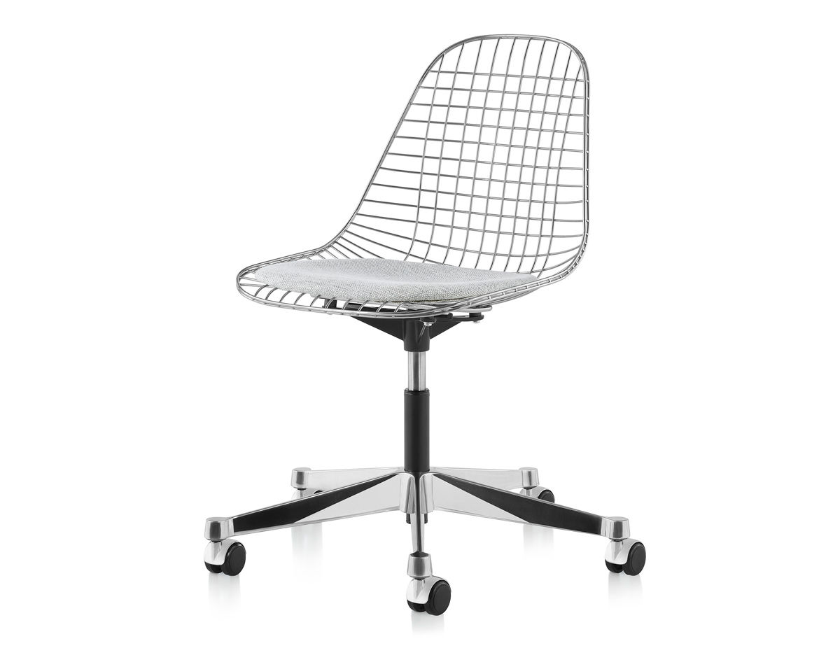eames® wire side chair with task base
