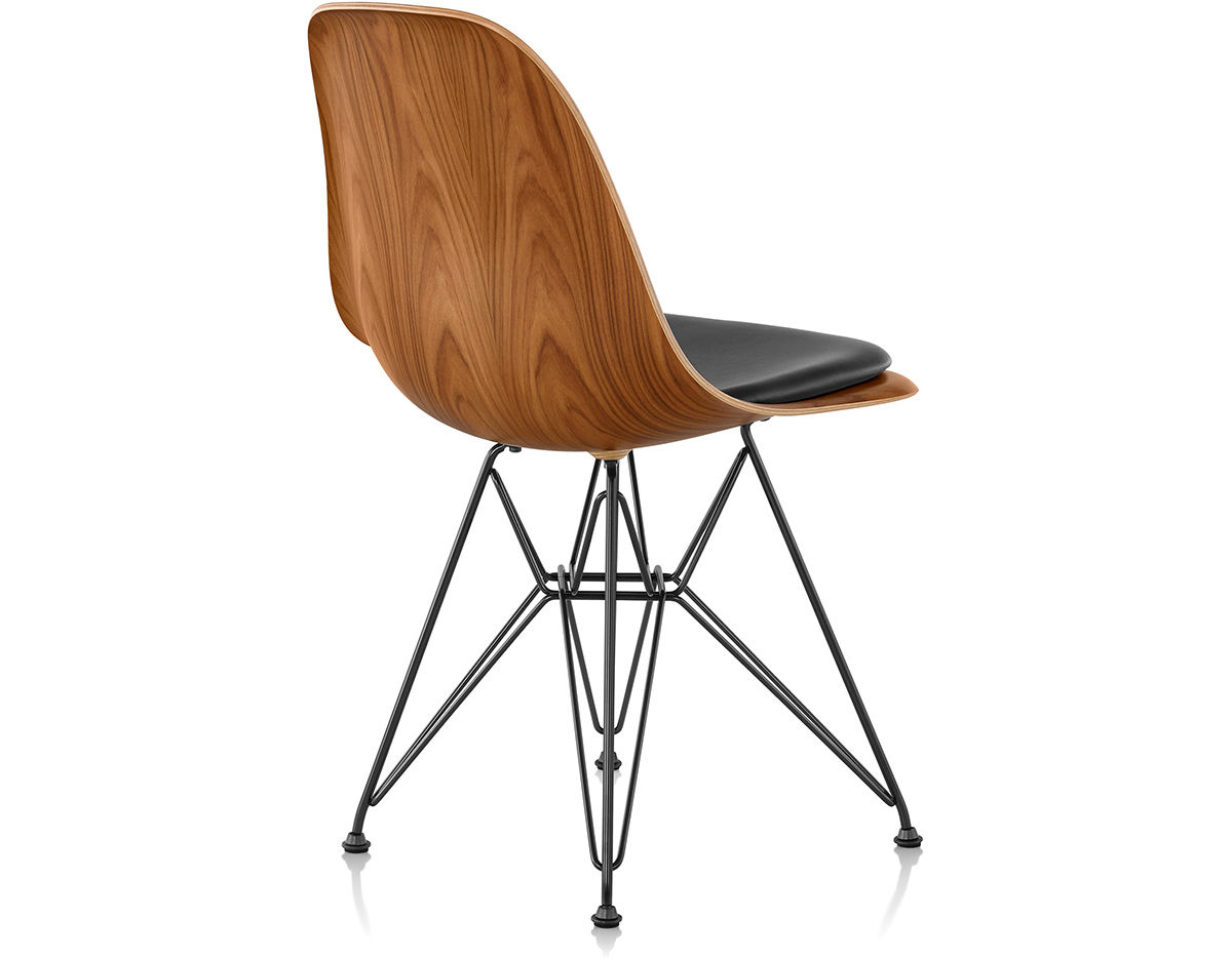 eames® wire base wood side chair with seat pad