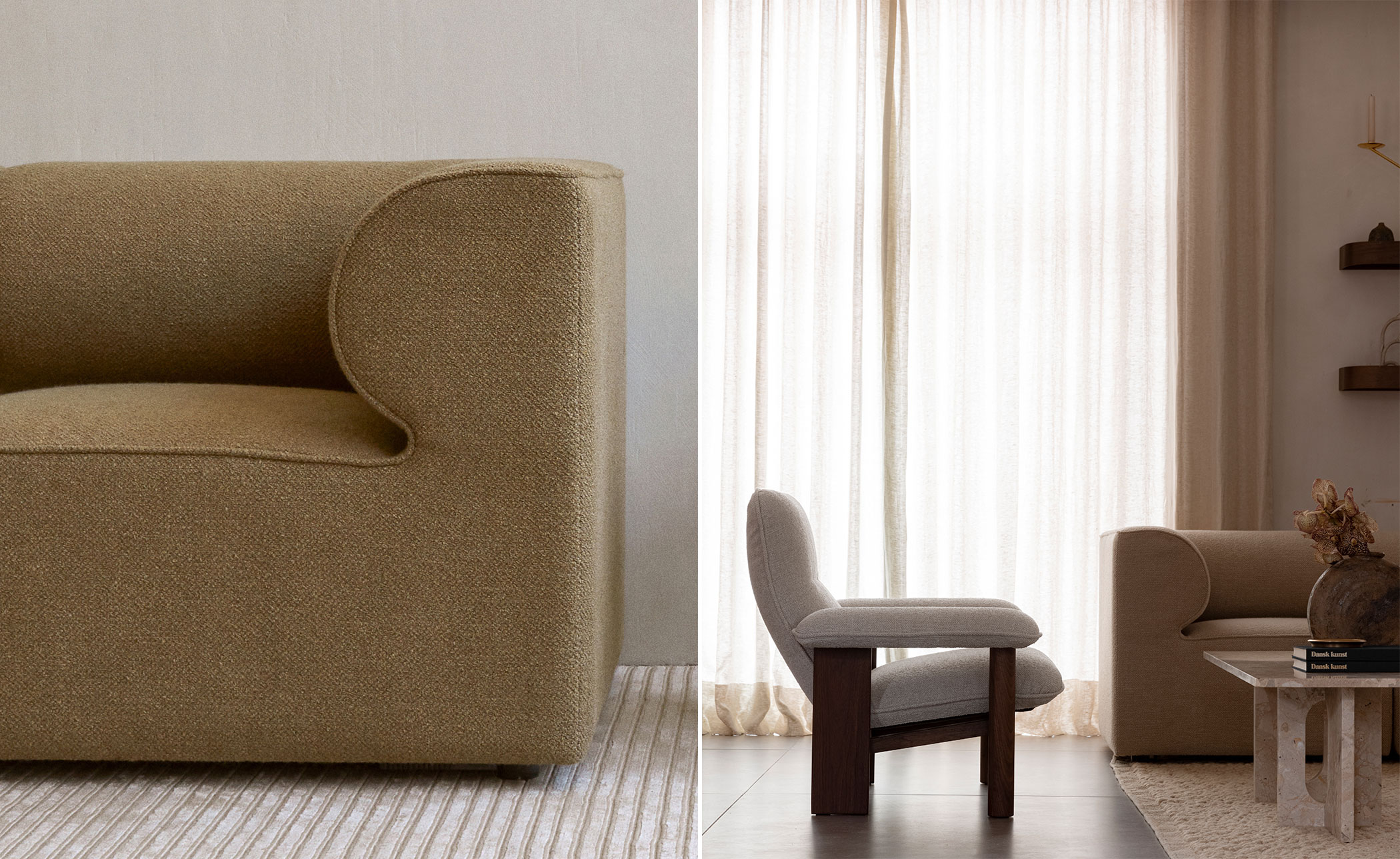Eave Open Ended Sofa with Chaise 34" depth