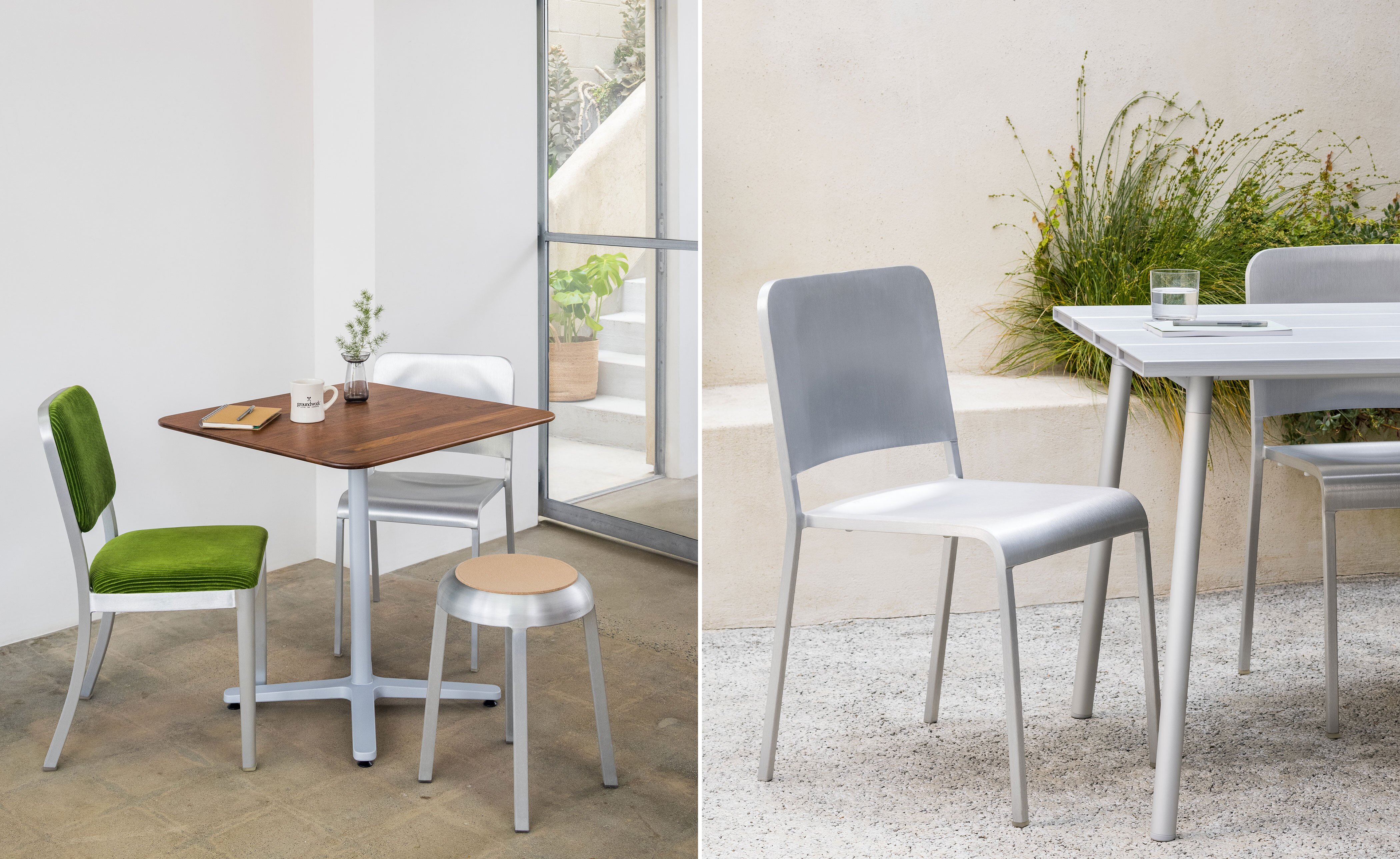 emeco 20-06 armchair with upholstered seat