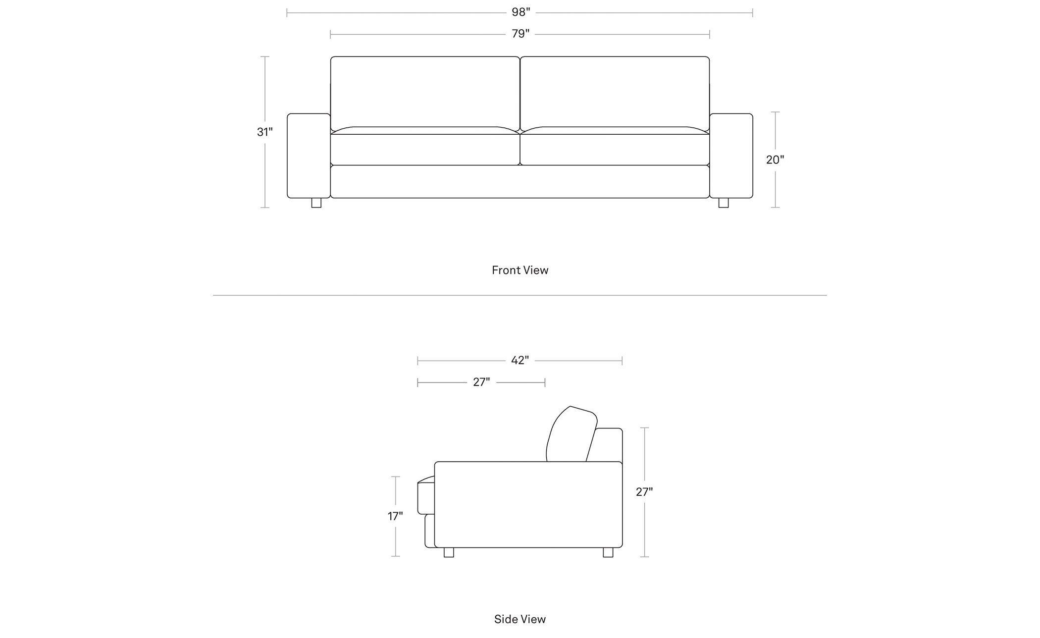 esker 98" sofa