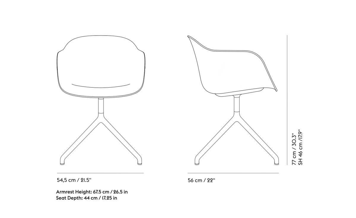 fiber armchair with swivel base